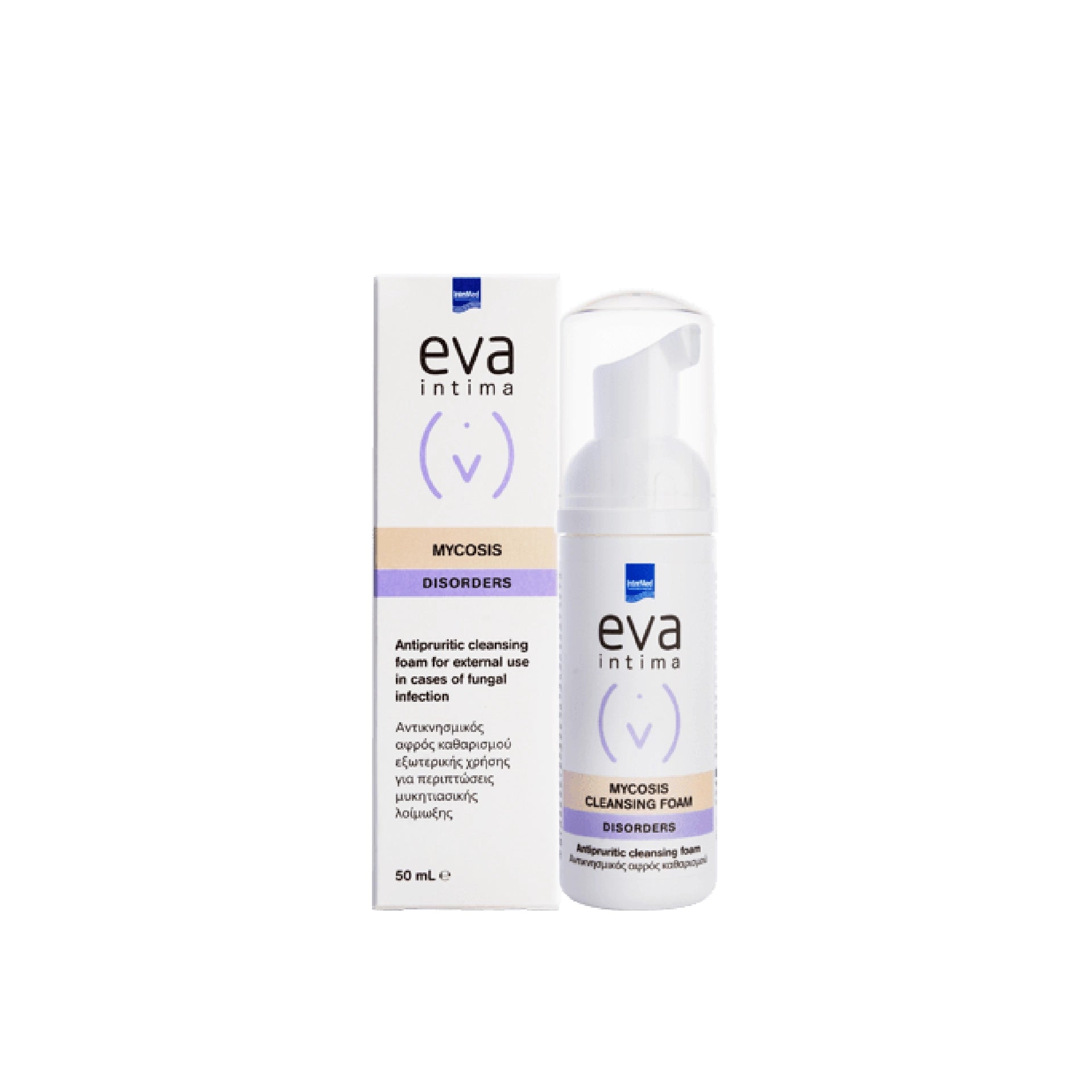 EVA Intima Mycosis Foaming Wash 50ml antifungal cleansing foam.