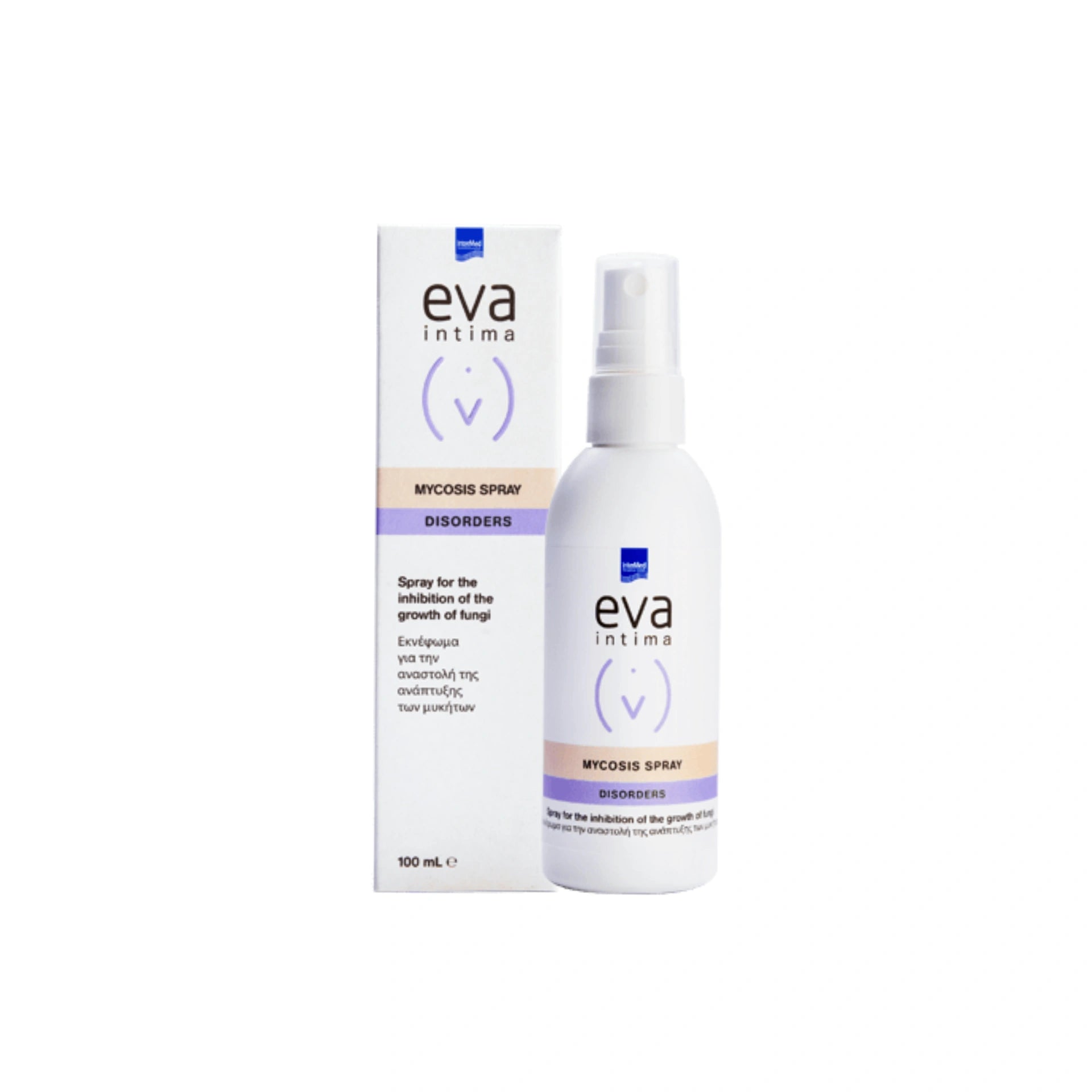 EVA Intima Mycosis Spray 100ml antifungal solution for Candida infections.