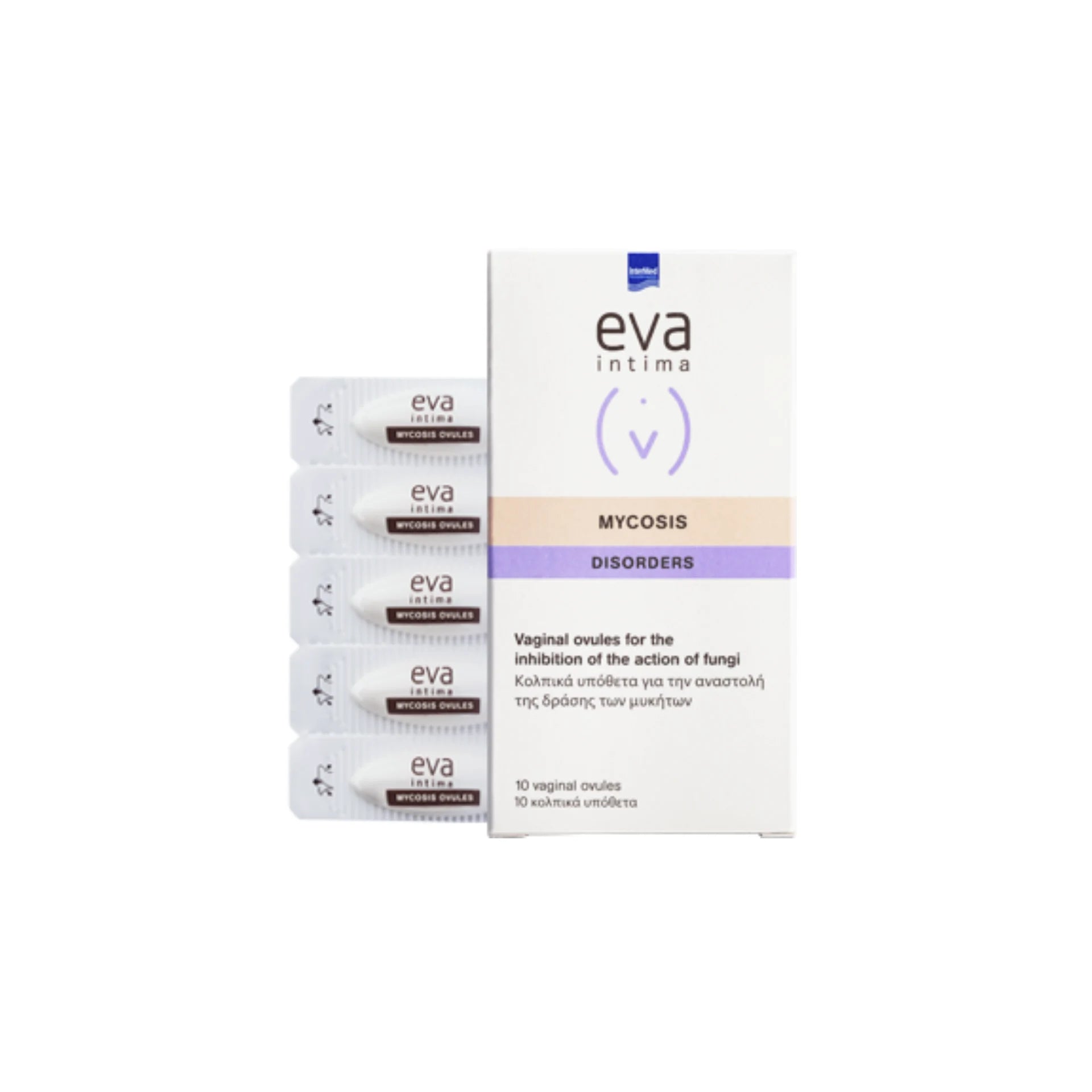 EVA Intima Mycosis Ovules for fungal infection relief with boric acid and tea tree oil.