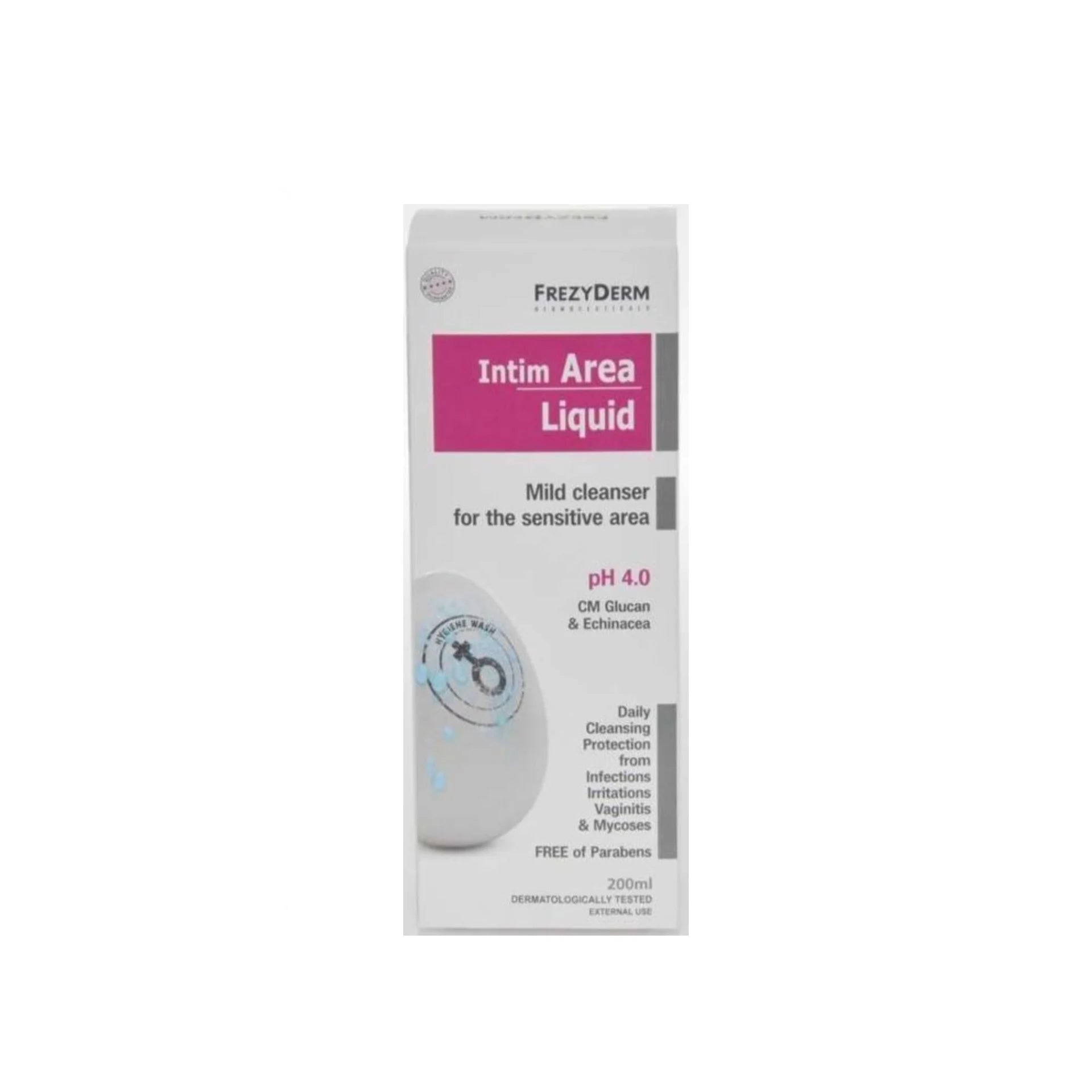 Frezyderm Intim Area Liquid 200ml - Daily cleanser for sensitive intimate care, suitable for pregnancy and breastfeeding.