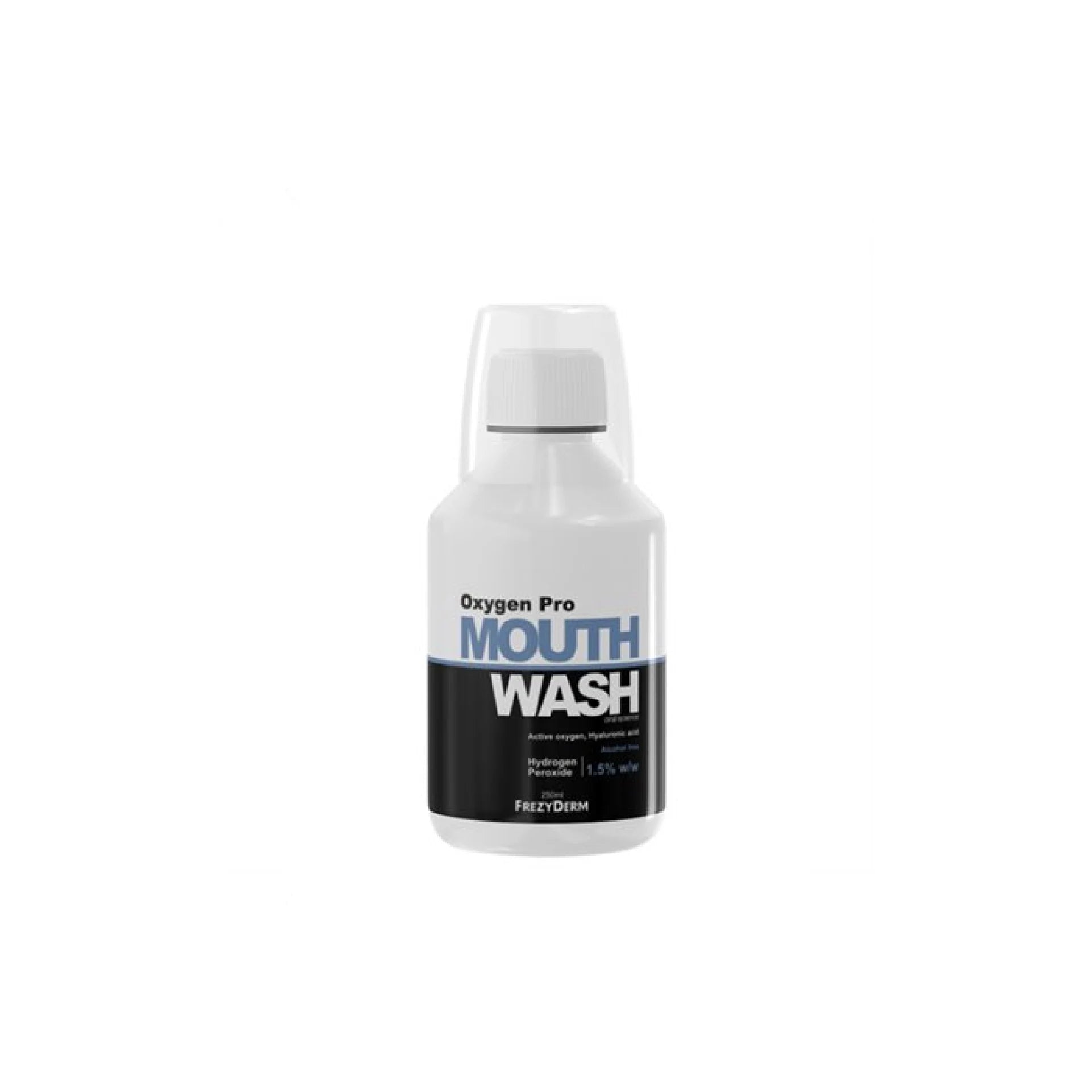 Frezyderm Oxygen Pro Mouthwash – oral care with Active Oxygen and Hyaluronic Acid for deep cleaning and hydration.