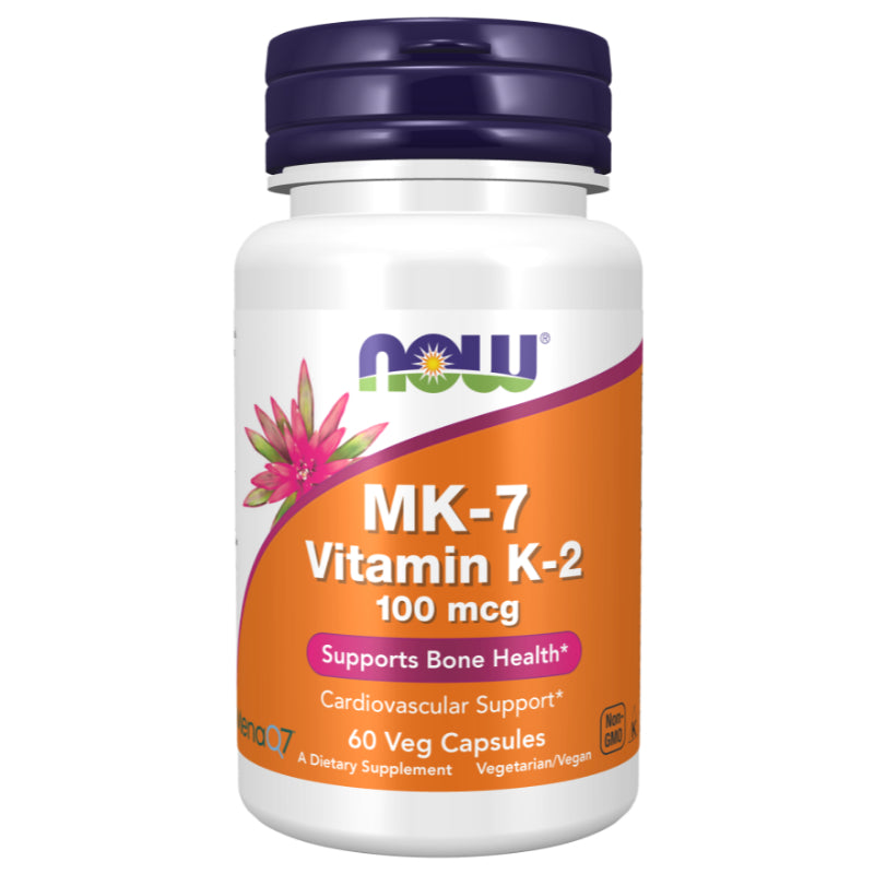 NOW Foods MK-7 Vitamin K-2 100 mcg Veg Capsules - Supports bone and cardiovascular health.