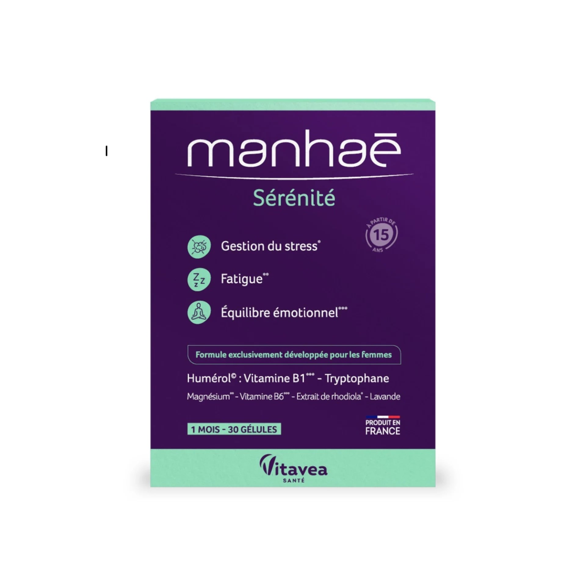 Manhaé Serenity supplement for stress management and relaxation.