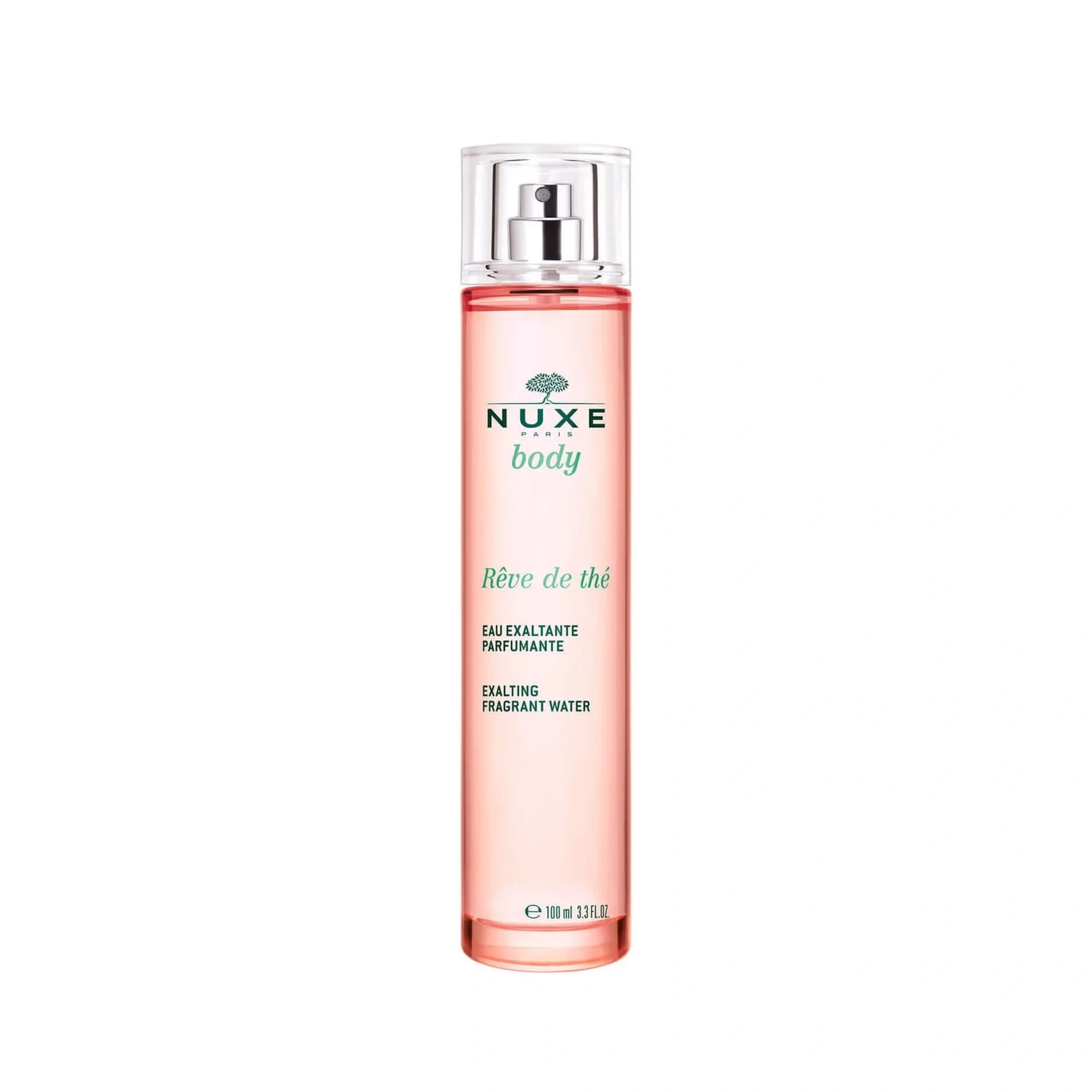Nuxe Very Rose Exalting Fragrant Water bottle with fresh green tea and rose-inspired scent.