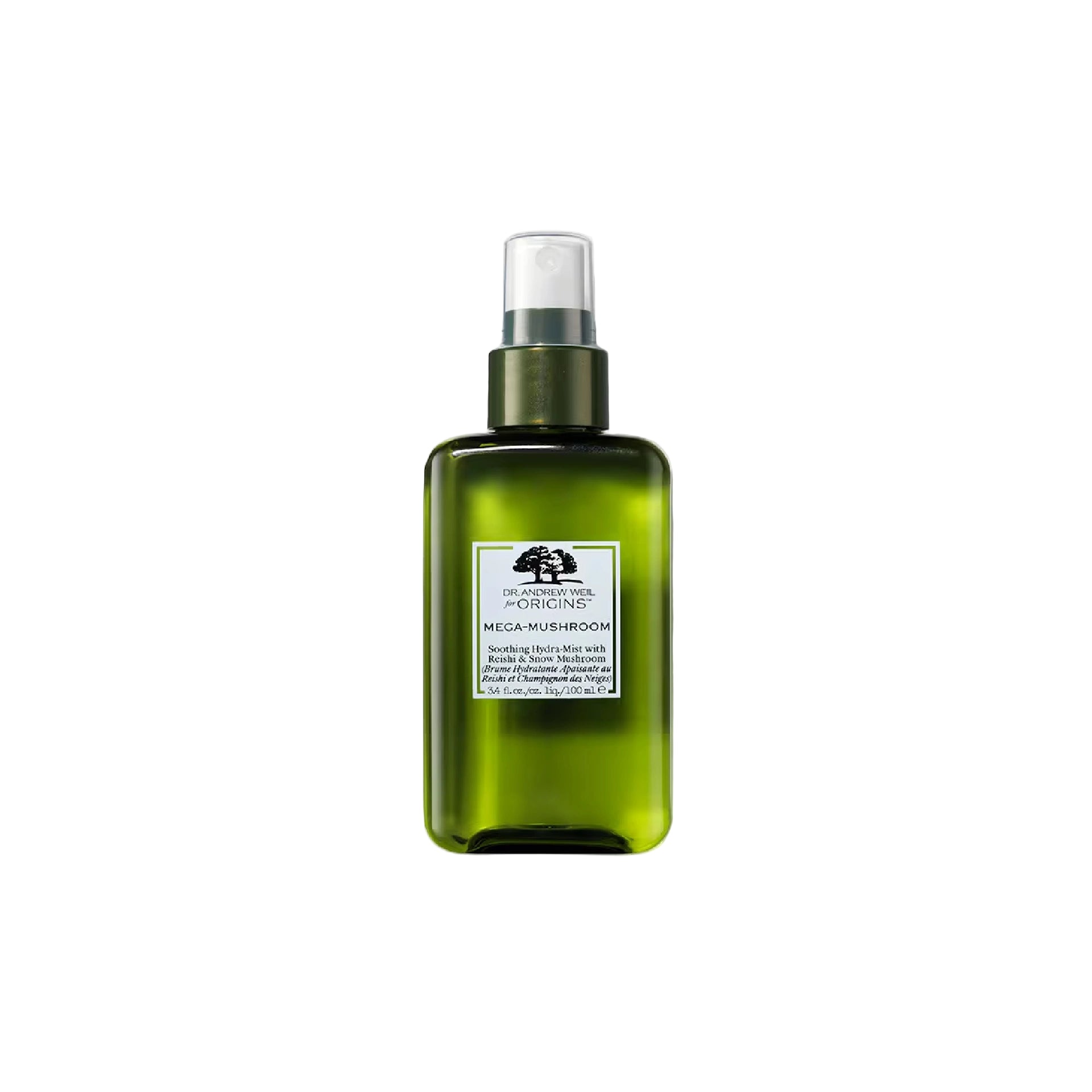 Origins Mega-Mushroom Soothing Hydra-Mist – hydrating facial mist with Snow Mushroom and Reishi Mushroom for plump, soothed skin.