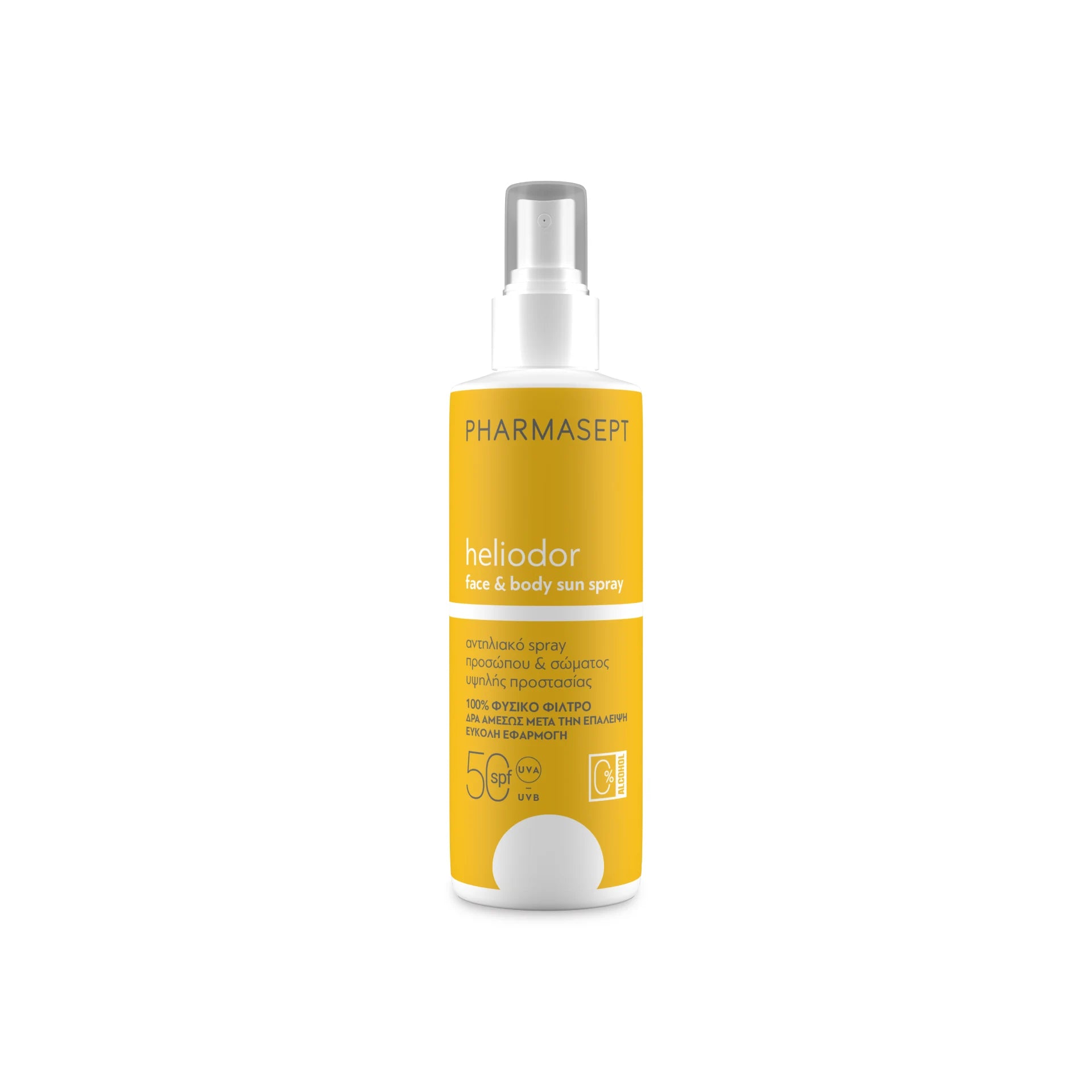 Pharmasept Heliodor Face & Body Sun Spray SPF 50 – gentle, effective sun protection.