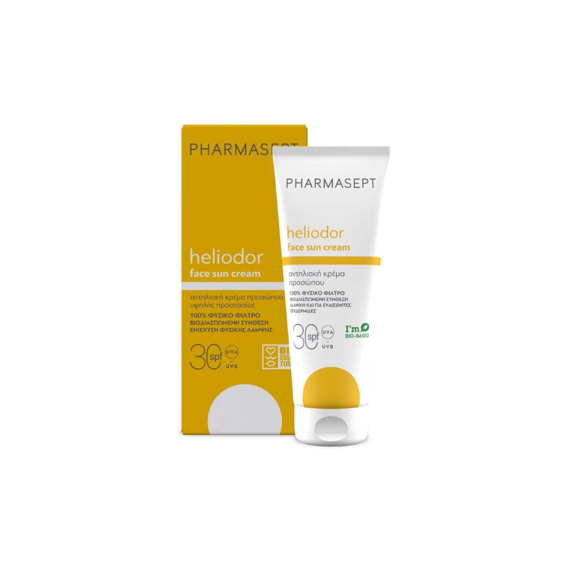 Pharmasept Heliodor Face Sun Cream SPF30 – natural, lightweight, and effective sun protection.