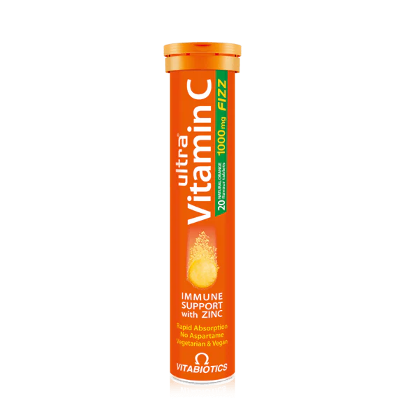 Vitabiotics Ultra Vitamin C Fizz - Immune support with vitamin C and zinc in a refreshing drink.