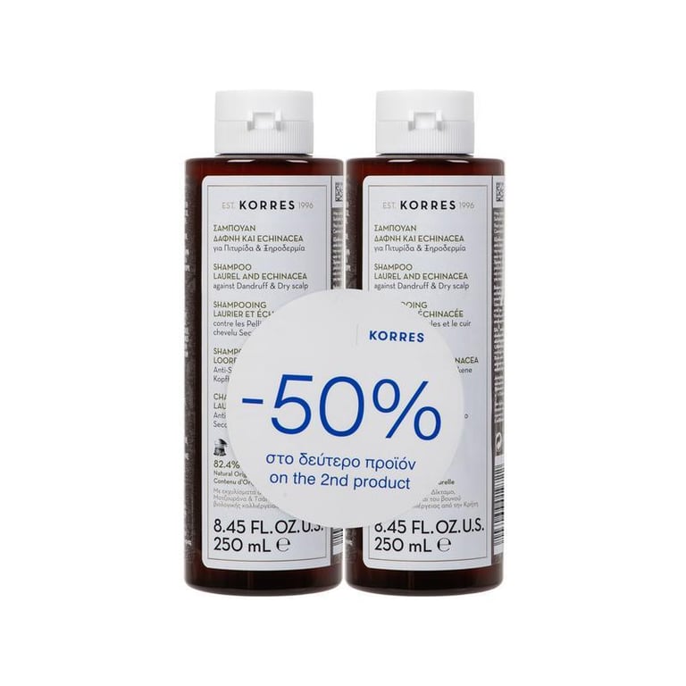 KORRES Laurel + Echinacea Set Shampoo Against Dandruff & Dry Scalp 2x250ml
