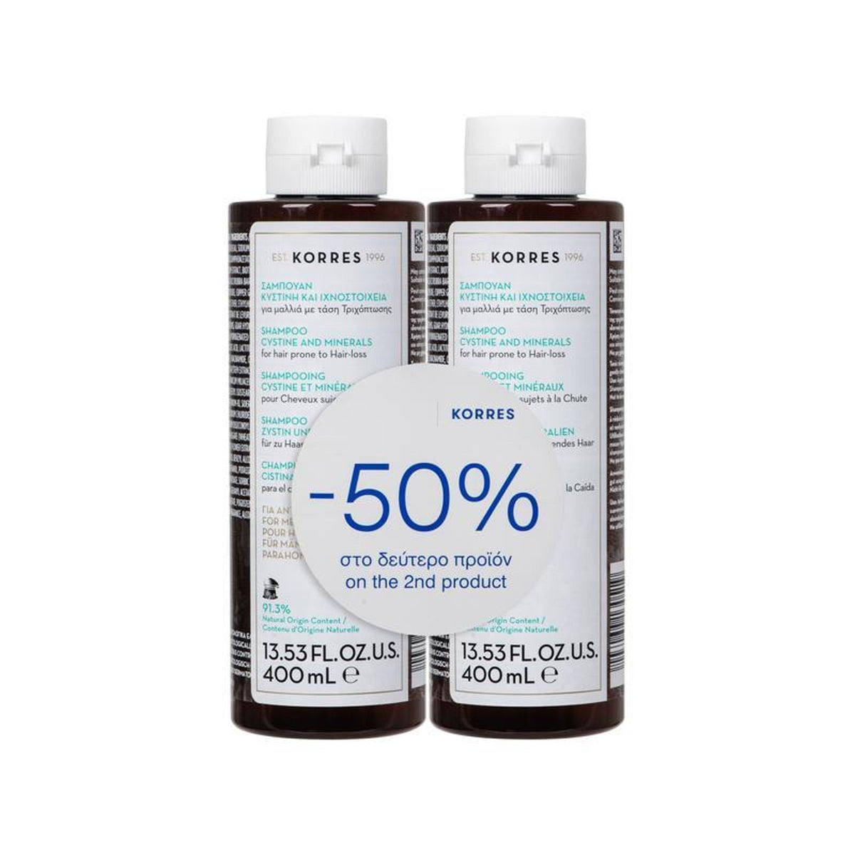 KORRES Cystine + Minerals Anti Hair-Loss Set Shampoo For Men 2x250ml