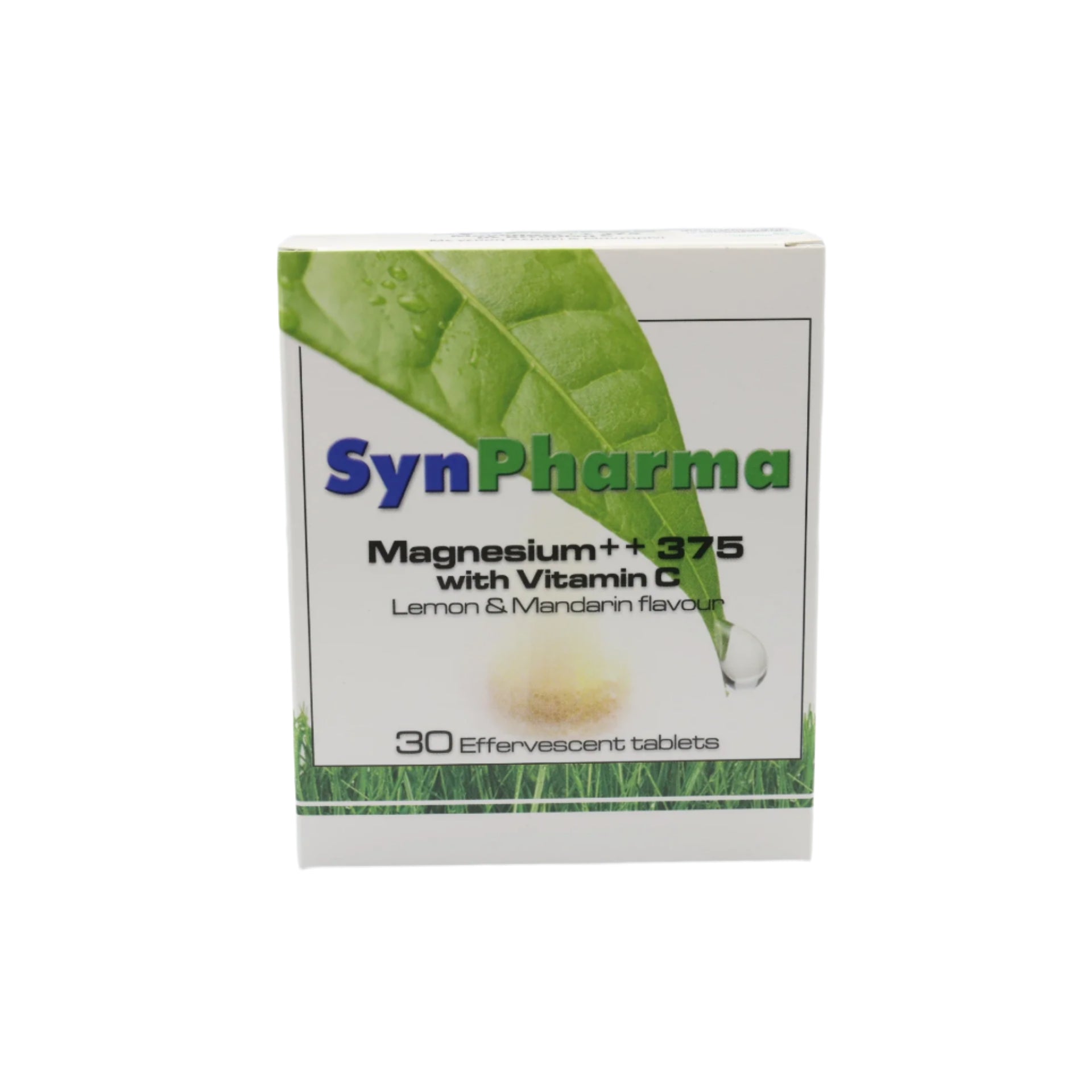 Synpharma Magnesium + Vitamin C Effervescent Tablets pack with 30 tablets.