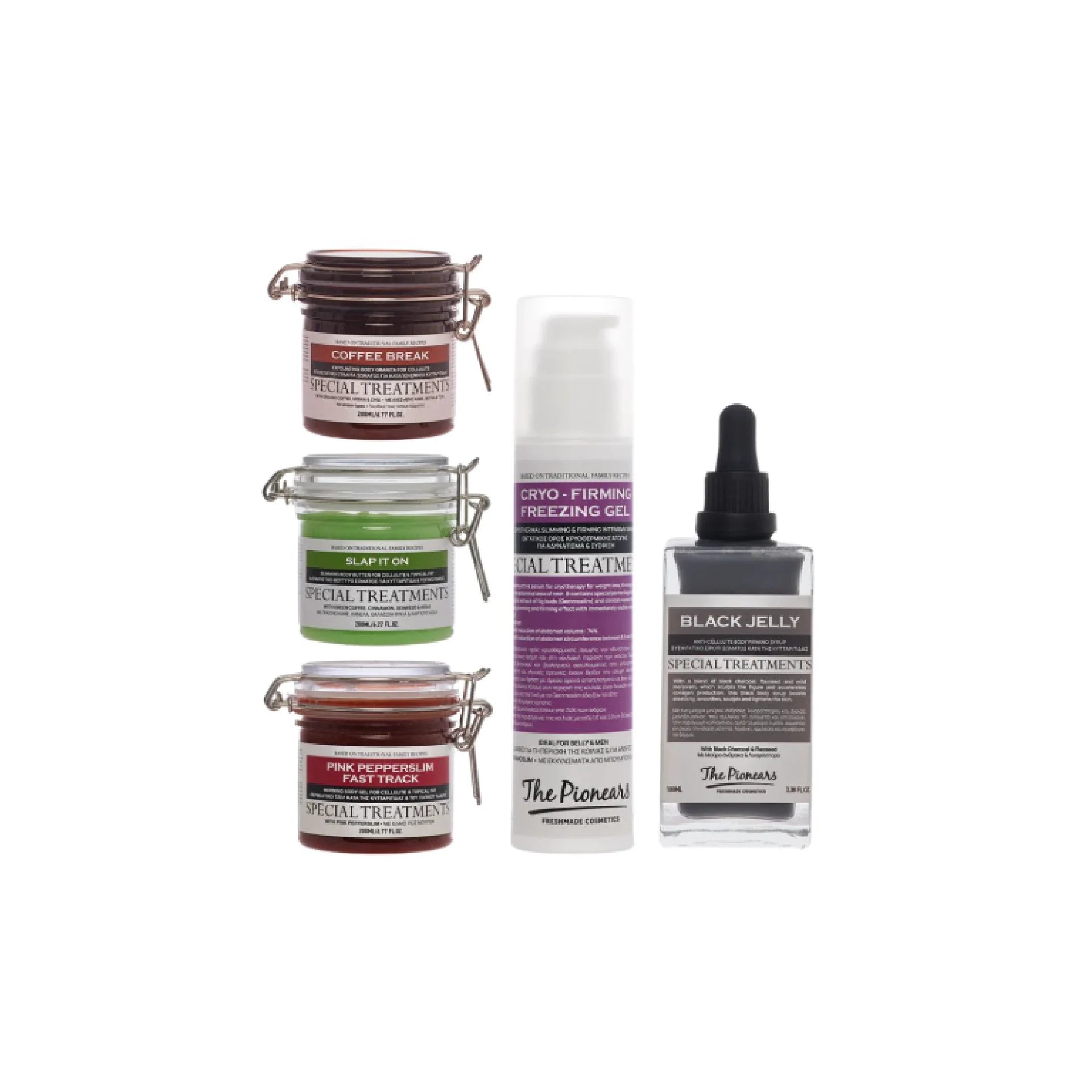 The Pionears Complete Treatment for Cellulite and Local Fat – 4-Week Challenge with products for slimming, firming, and reducing cellulite.