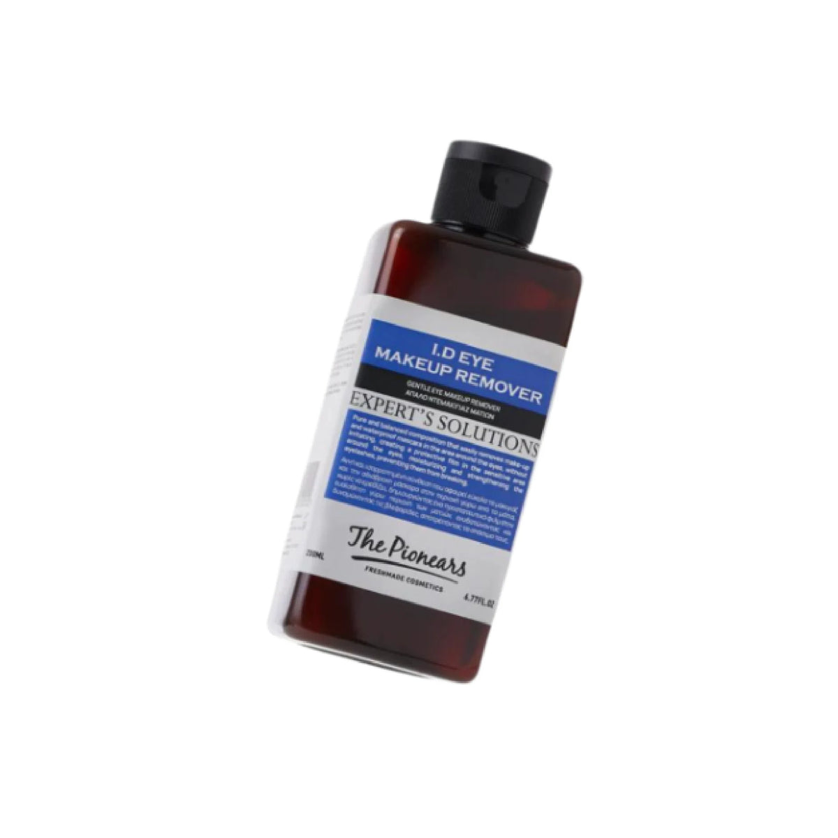 The Pionears Eye Makeup Remover – Dual-phase cleansing oil with amber oil and Provitamin B5 for gentle makeup removal and nourished lashes.