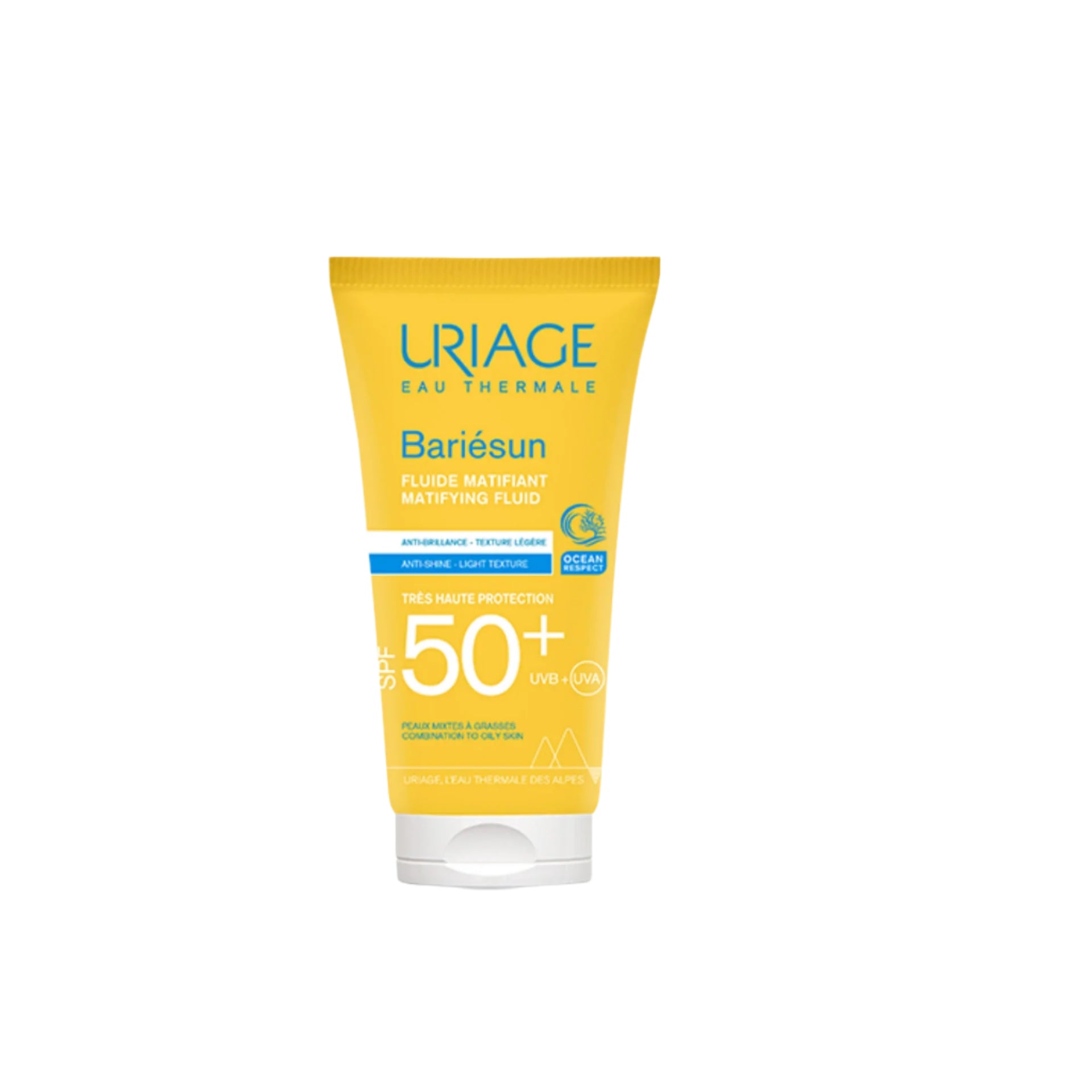 Uriage Bariésun Matifying Fluid SPF50+ – non-greasy sun protection for oily skin.