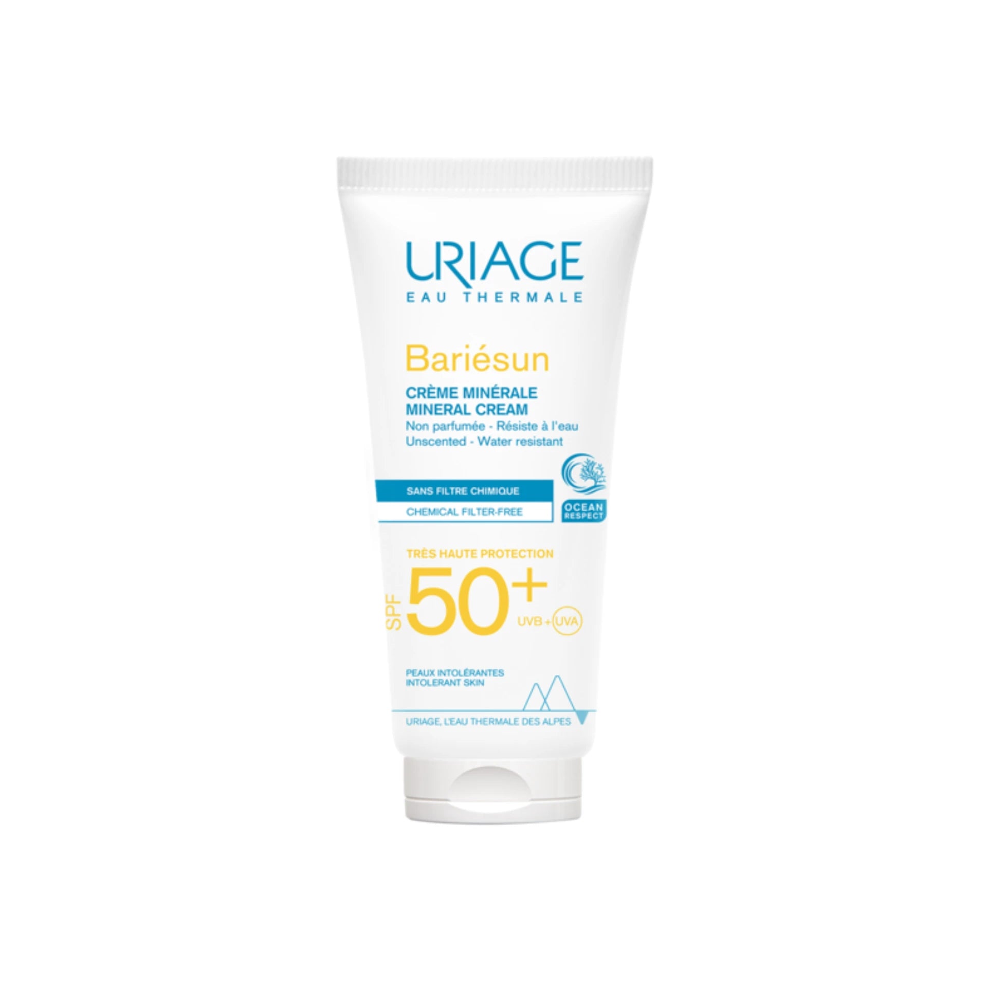 Uriage Bariésun Mineral Cream SPF50+ – high-protection sunscreen for sensitive skin.
