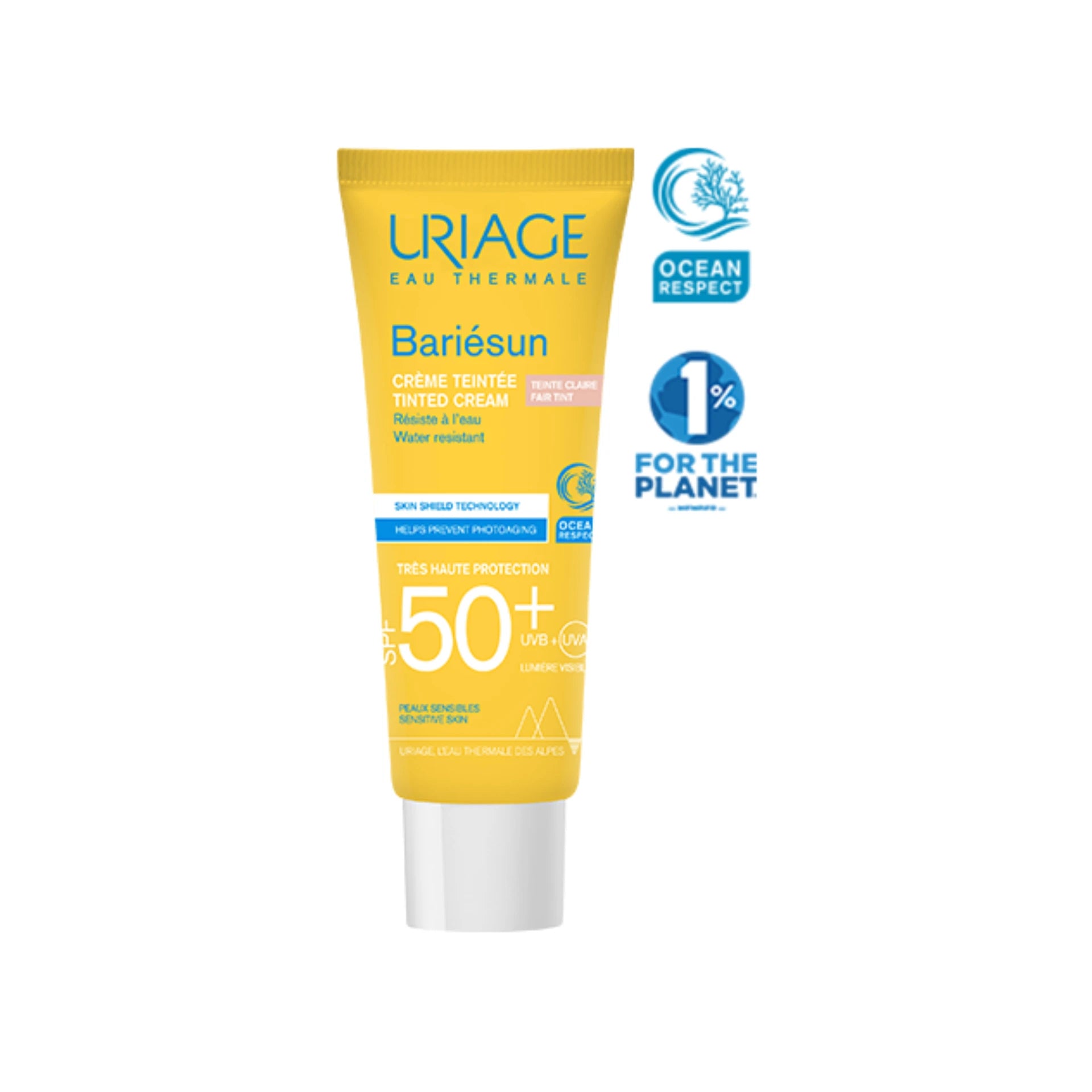 Uriage Bariésun Tinted Cream Fair SPF50+ – enhances skin glow and provides high sun protection.