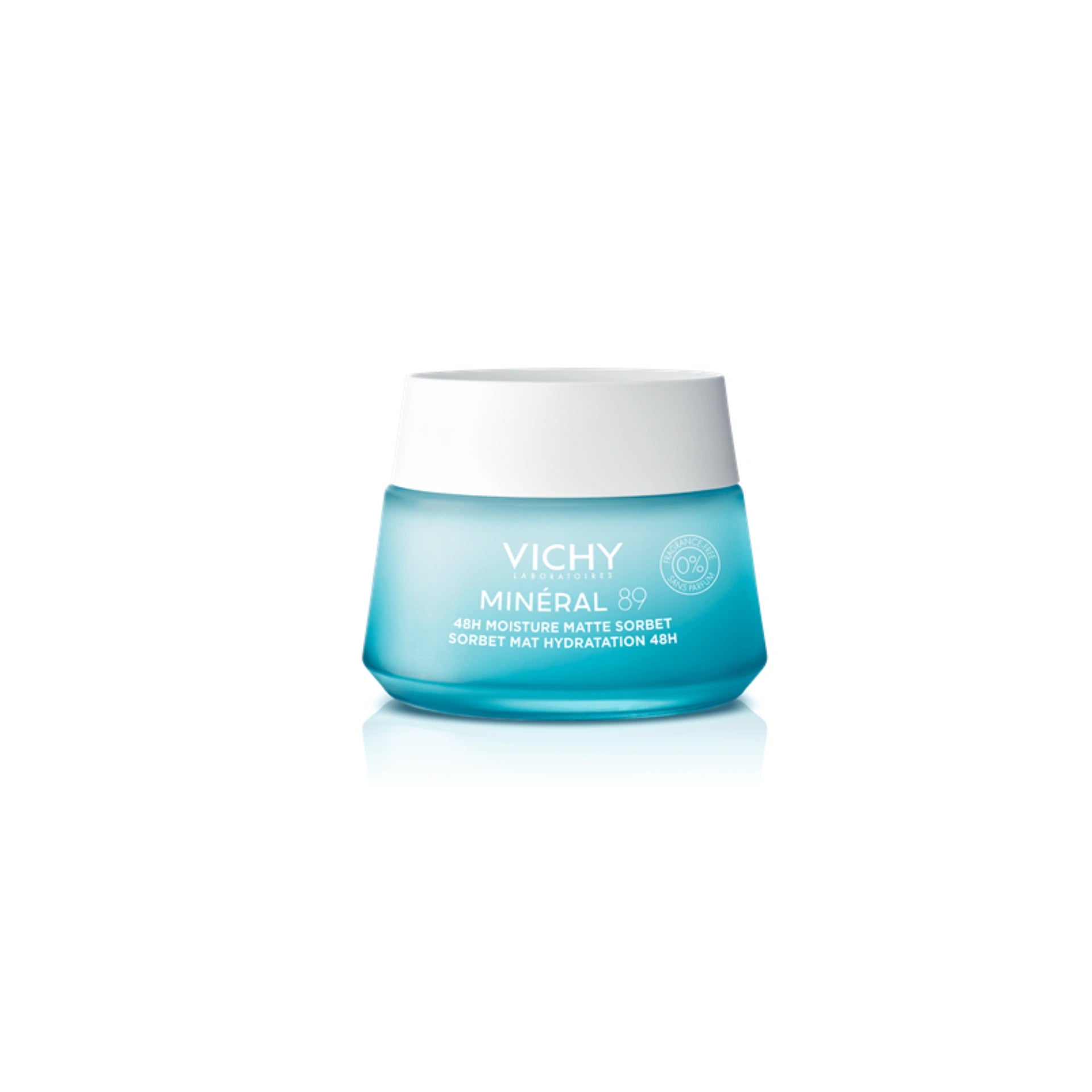 Vichy Minéral 89 48H Moisture Matte Sorbet – Lightweight, hydrating face cream for a matte, shine-free finish.