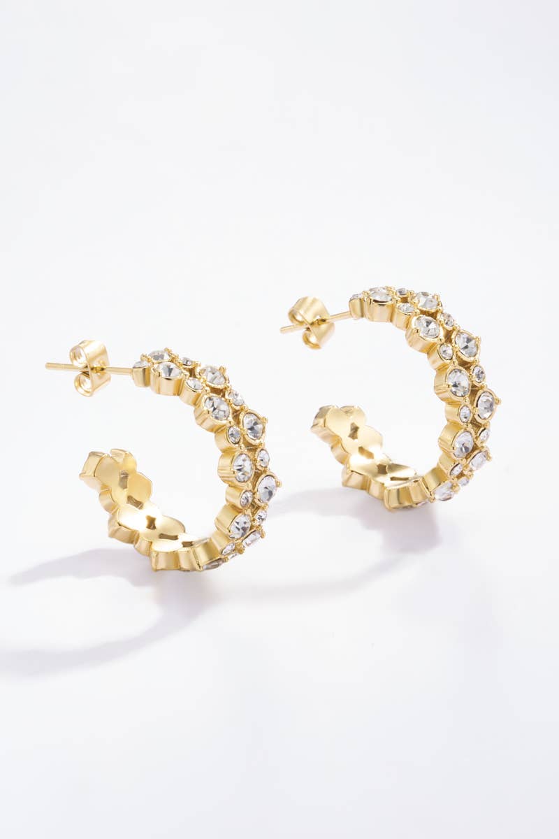 Rhinestone hoop earrings 124AQ116: Silver