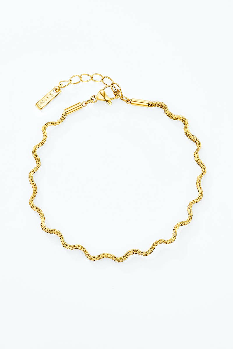 Wavy Stainless Steel Bracelet 324AQ532: Gold / 100% Stainless steel