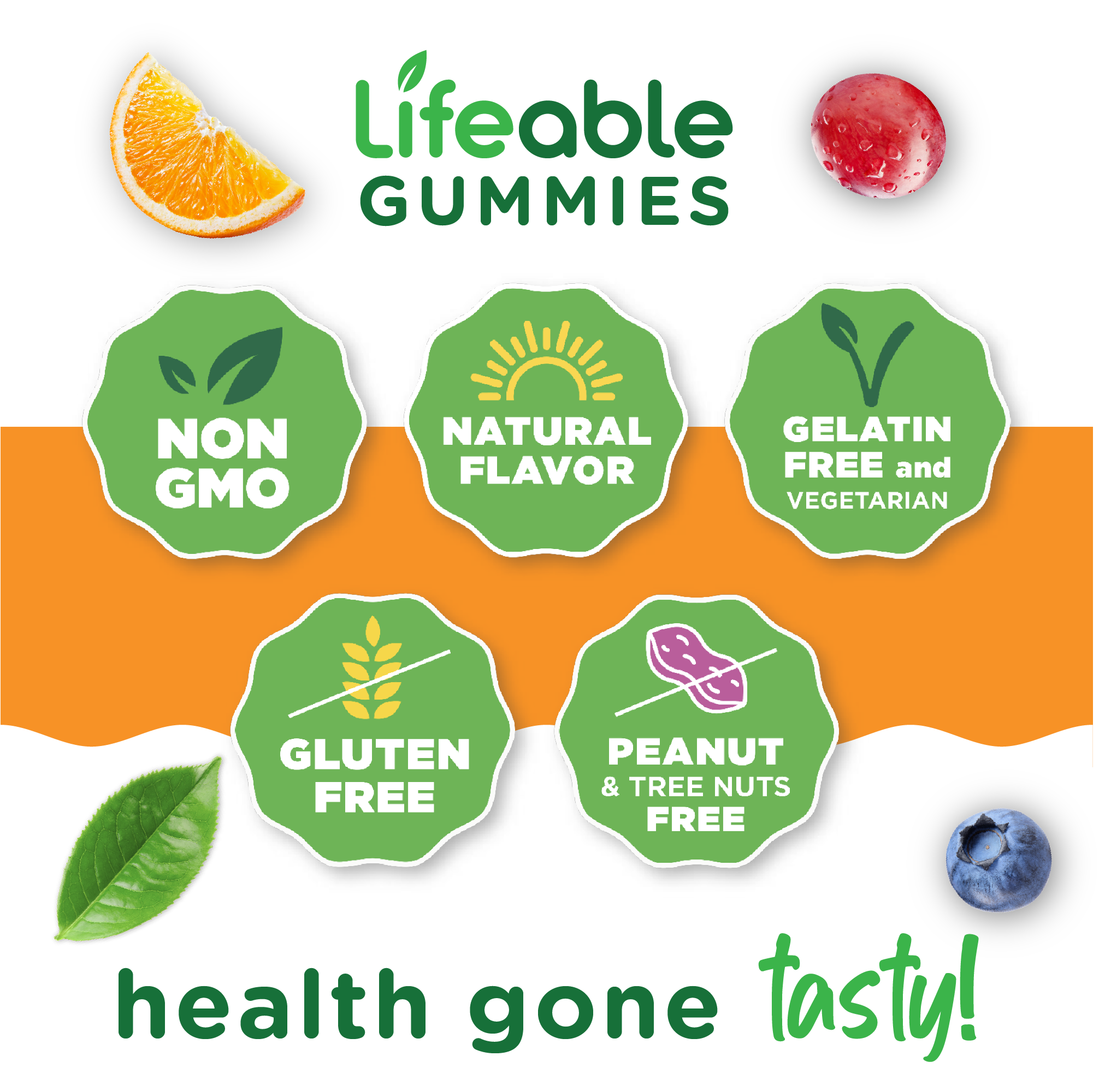 Lifeable Ashwagandha Gummies with Lemon Balm & Ginseng 60 ct