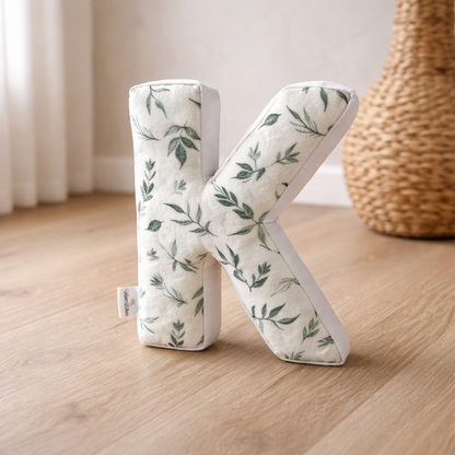 Personalized Letter Pillow – Botanical Alphabet Cushion for Nursery, Custom Initial Decor: A