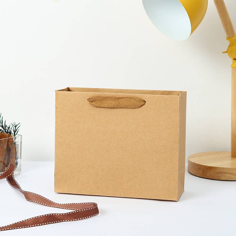 10pc, Horizontal Brown Thick Kraft Paper Gift Bag w/ tissue: H4