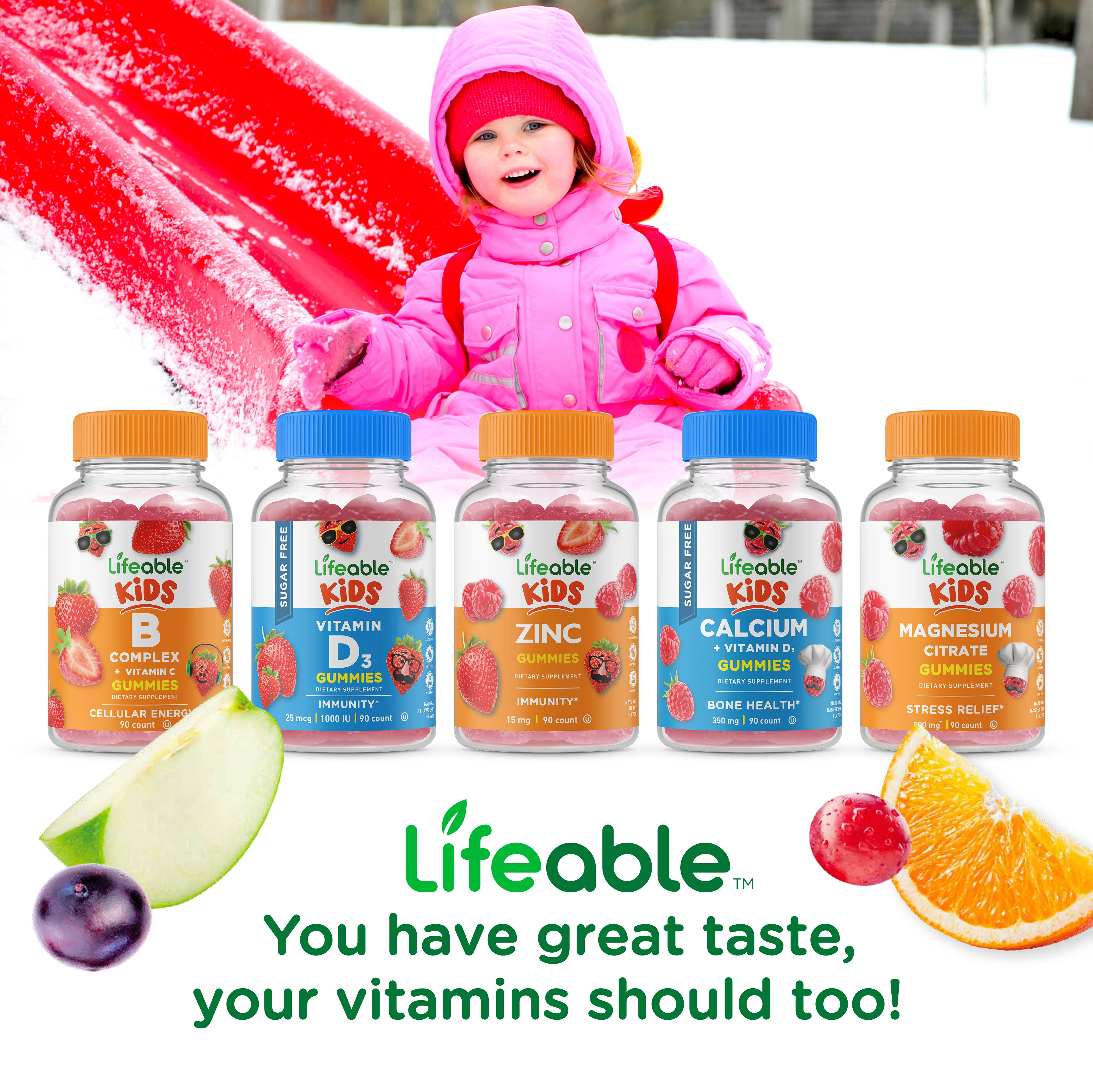 Lifeable Sugar Free Vitamin C for Kids 250 mg Gummies: Orange Flavor / 60 Gummies