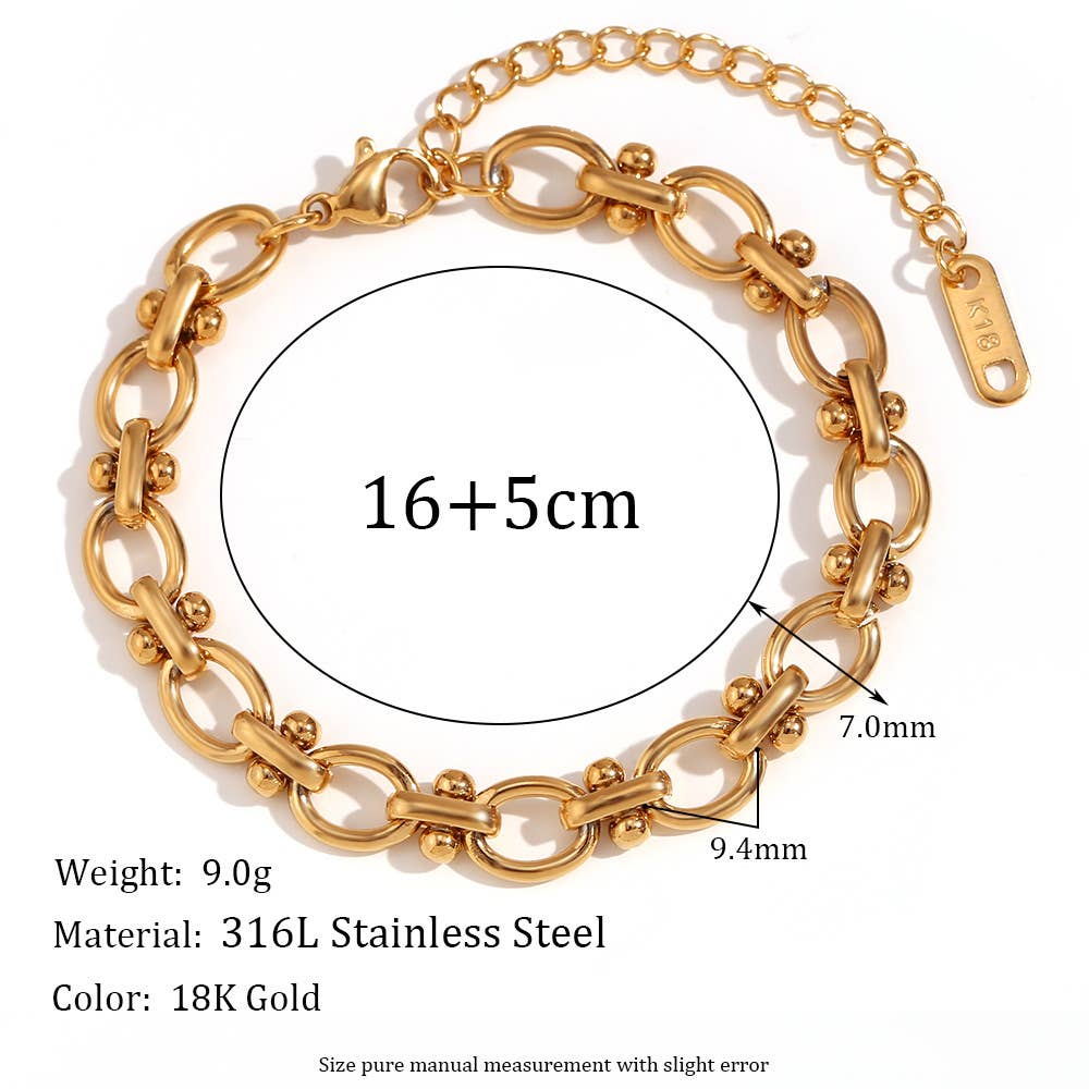 Multi Style 18K Gold Plated Steel Chain Bracelets - FGS: F