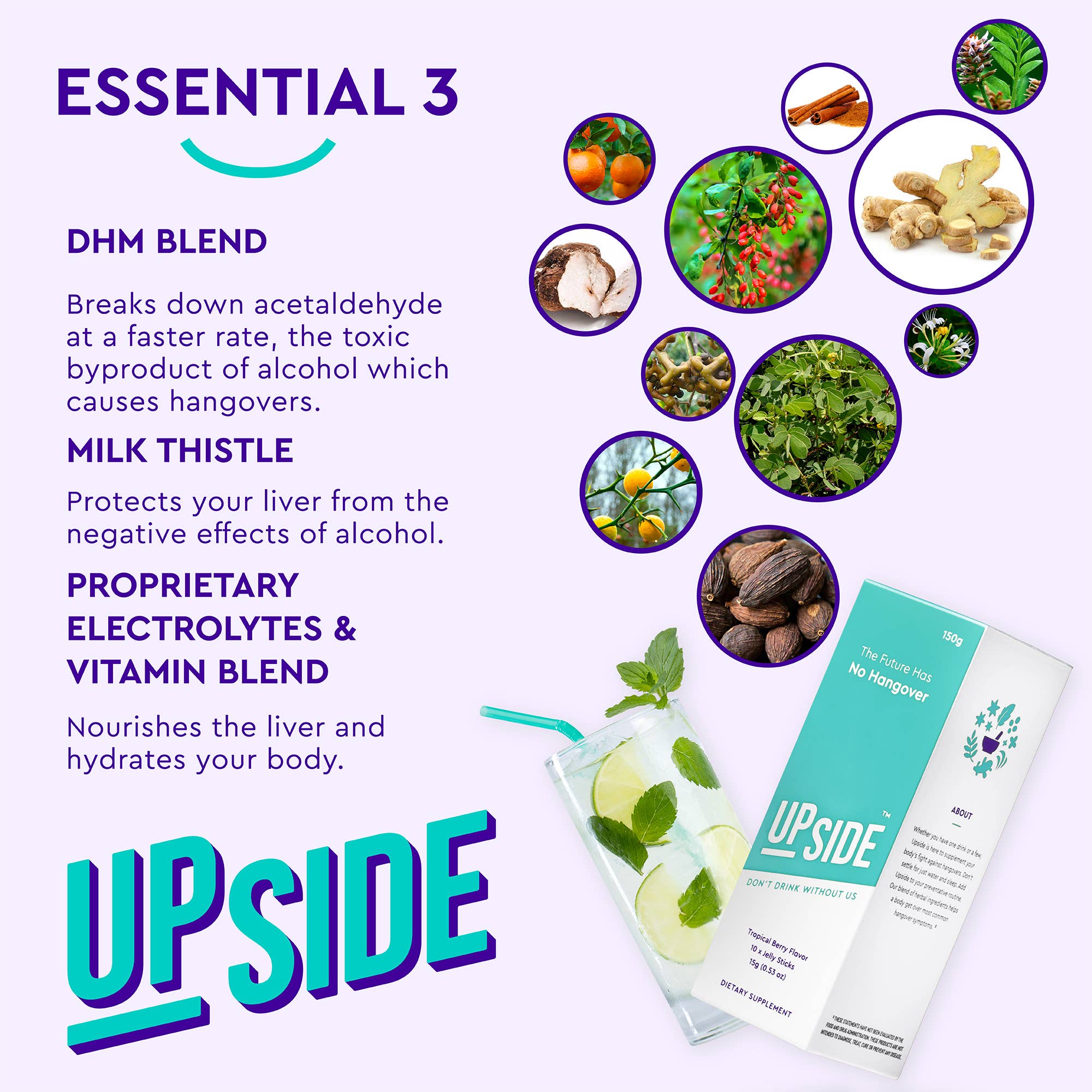 UPSIDE Before Drinking Hangover Sticks - Party Box (30-Pack)