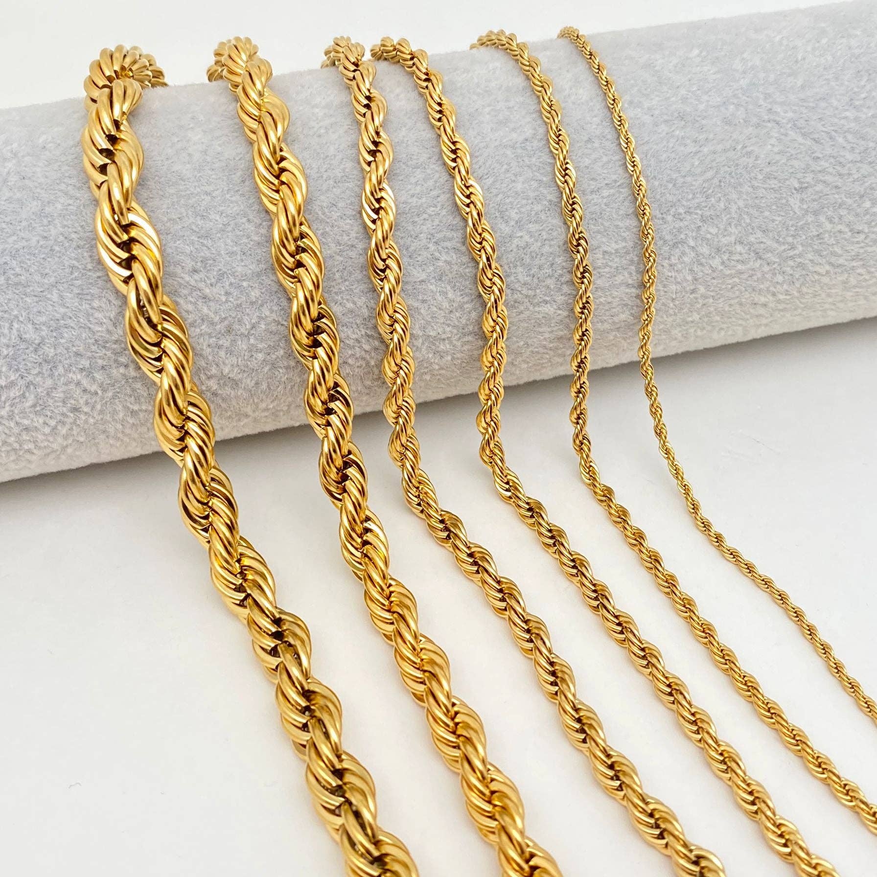 Twists Shape 18K Gold-plated Stainless Steel Chain - MJ/FGS: 6mm*500mm