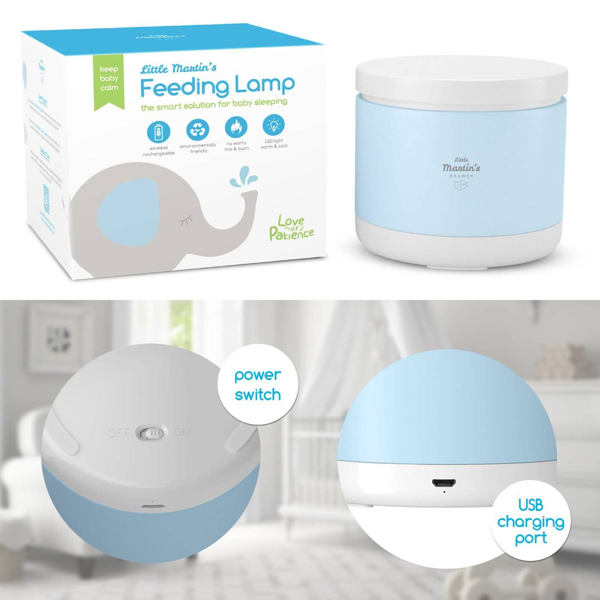 Night Light Feeding Lamp: Blue