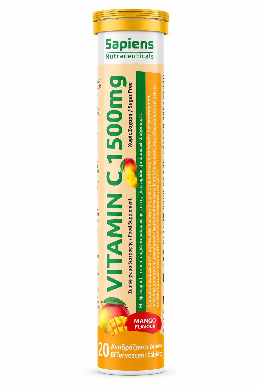 Sapiens Vitamin C 1500mg – 20 Effervescent Tablets (Mango)