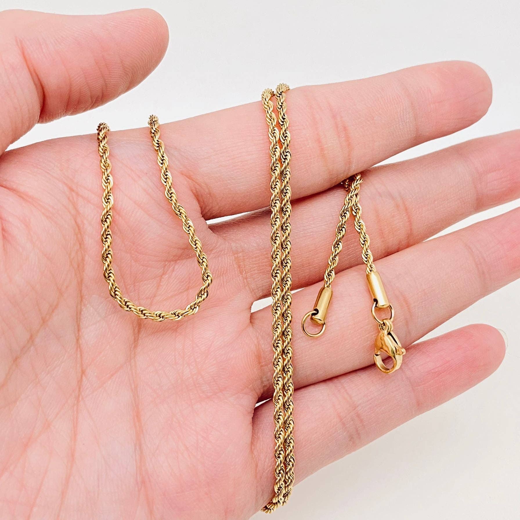 Twists Shape 18K Gold-plated Stainless Steel Chain - MJ/FGS: 7mm*600mm