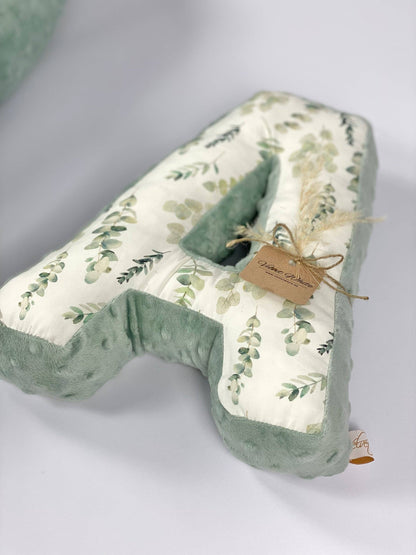 Personalized Letter A Pillow – Botanical Nursery Initial Cushion, Custom Monogram Baby Decor: H