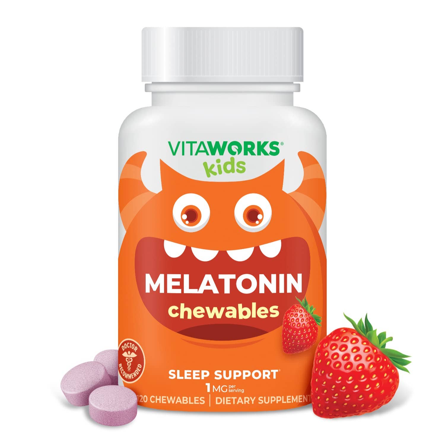 VitaWorks Kids Melatonin Chewables, Sleep Support: Natural Strawberry Flavor / 120 Count