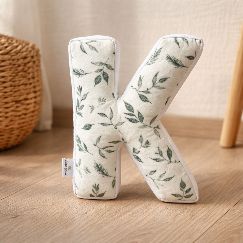 Personalized Letter Pillow – Botanical Alphabet Cushion for Nursery, Custom Initial Decor: O