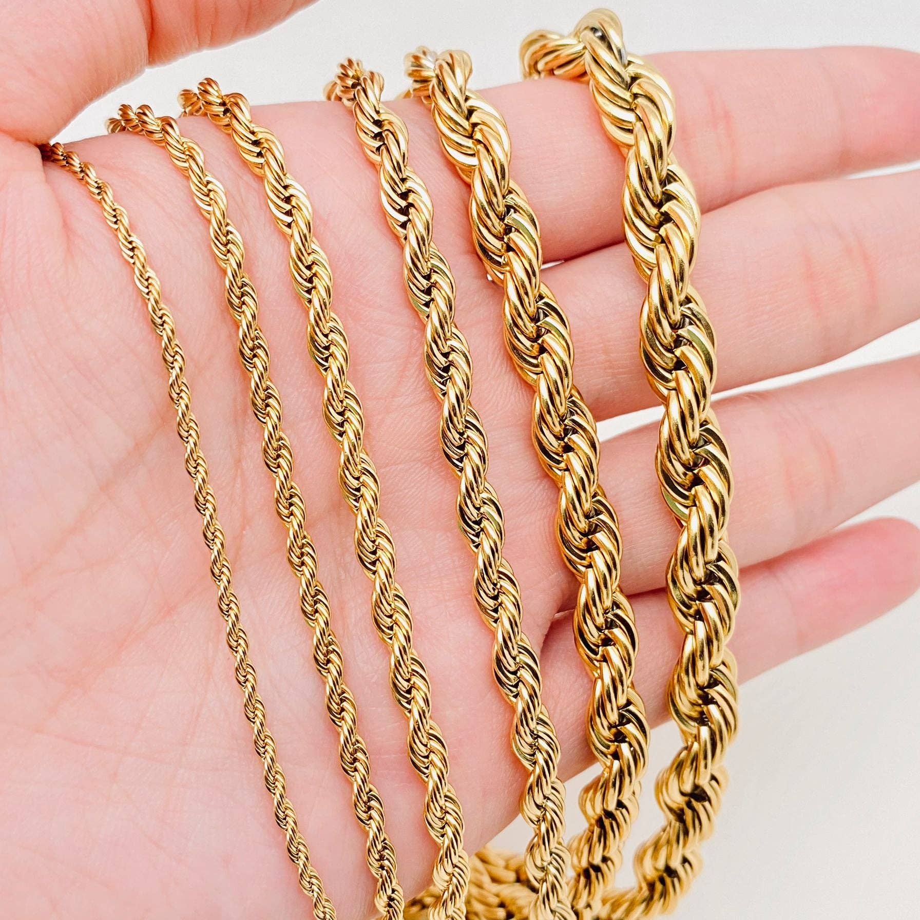 Twists Shape 18K Gold-plated Stainless Steel Chain - MJ/FGS: 8mm*500mm