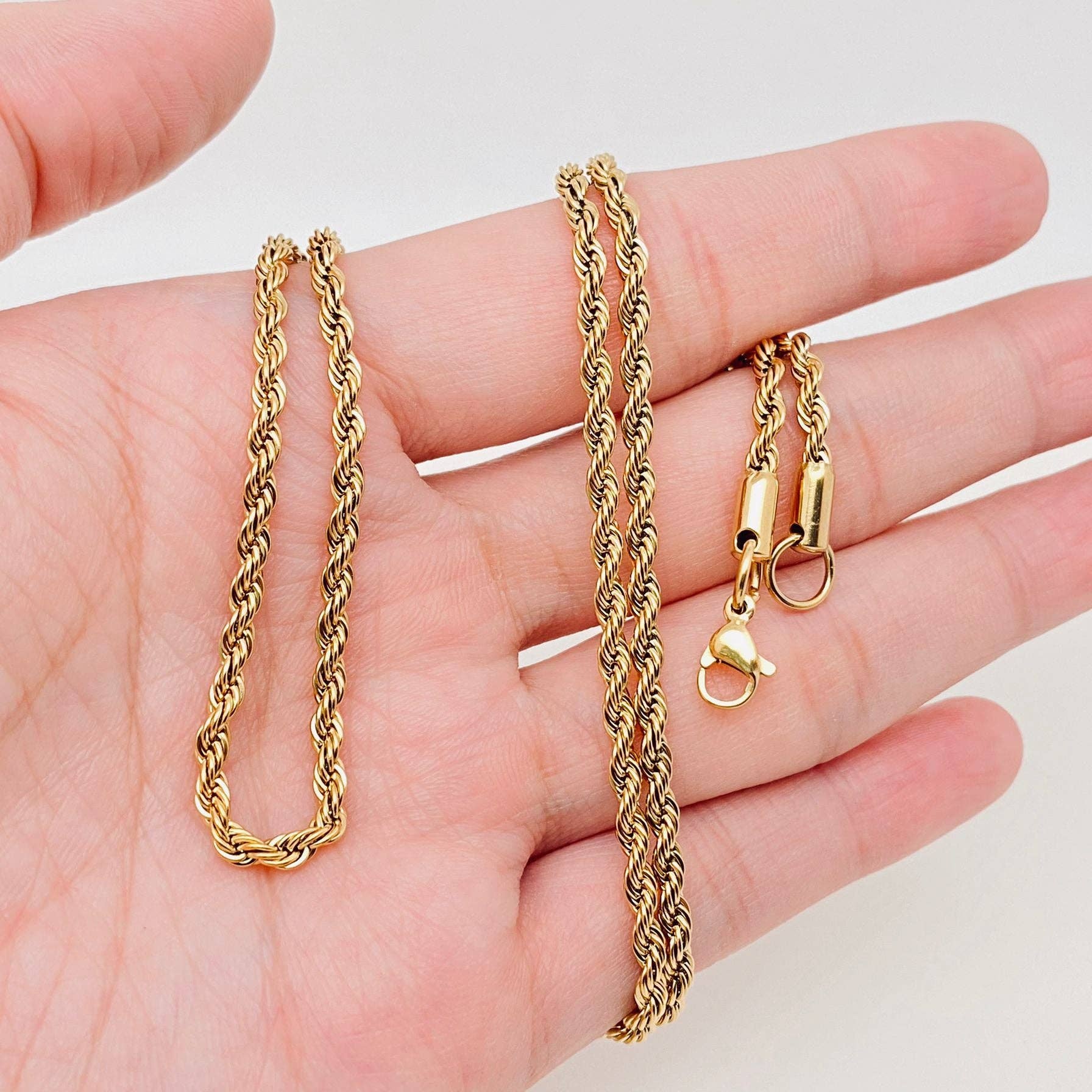 Twists Shape 18K Gold-plated Stainless Steel Chain - MJ/FGS: 8mm*500mm