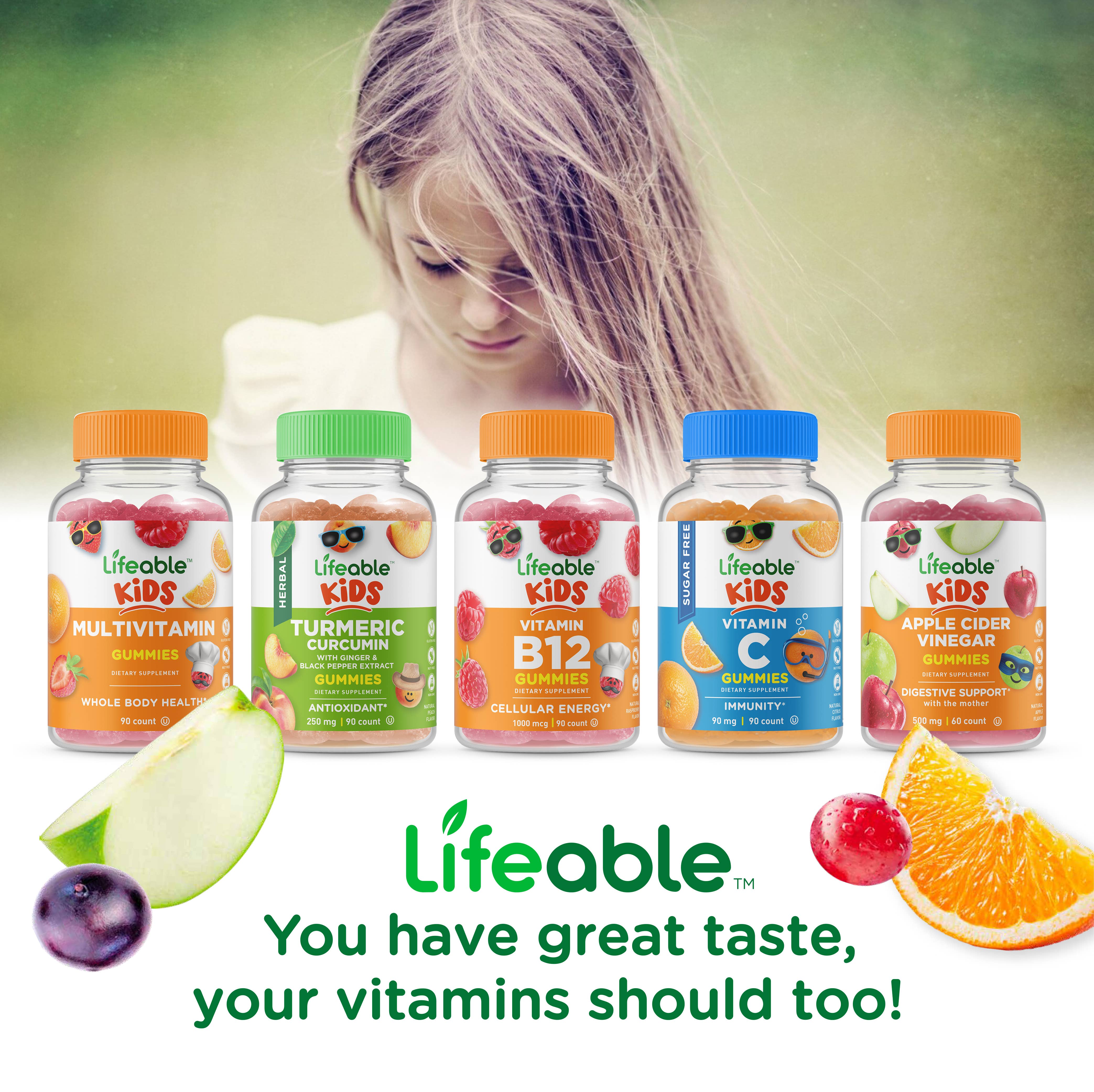Lifeable Sugar Free Biotin for Kids 5,000 mcg Gummies: Raspberry Flavor / 60 Gummies