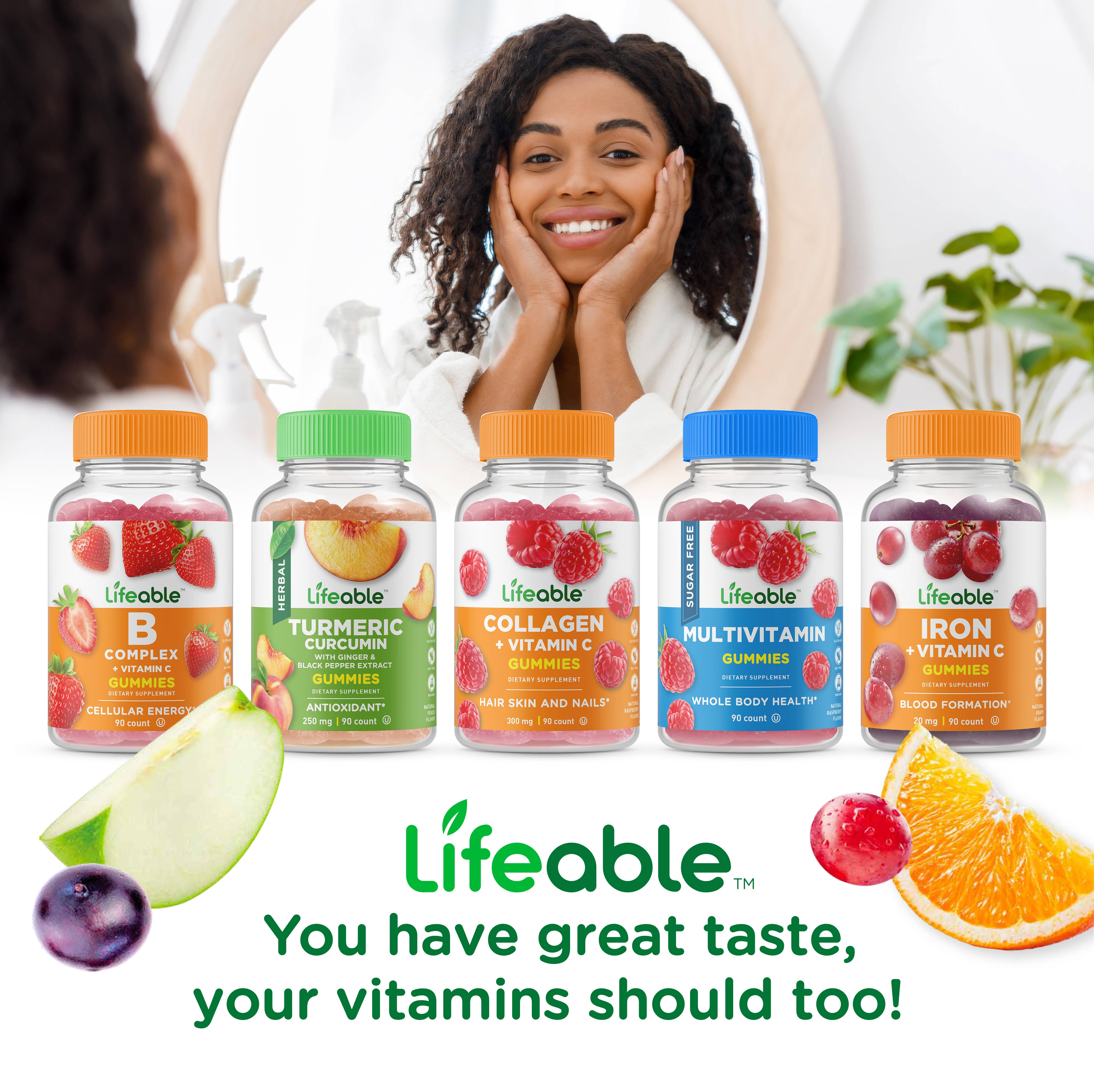 Lifeable Biotin 10,000 mcg Gummies, Hair And Nail Growth: Raspberry Flavor / 60 Gummies