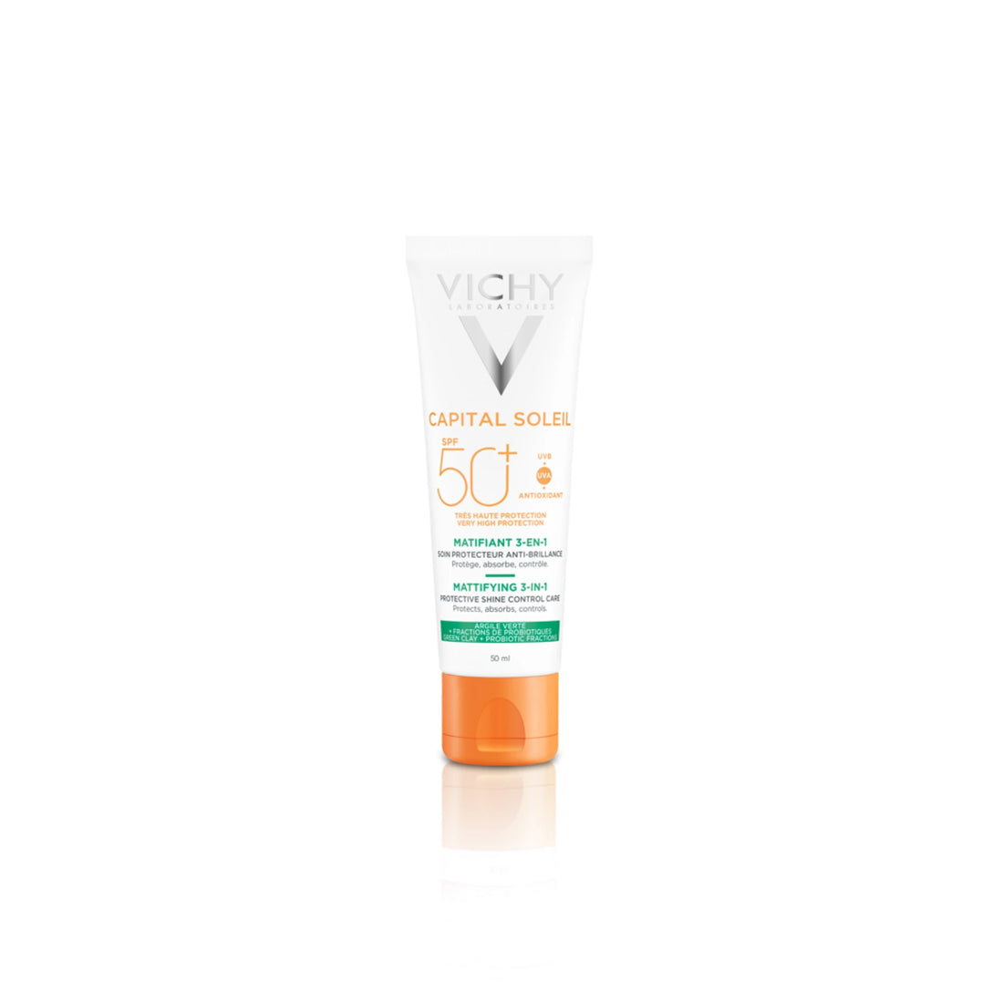 Vichy Capital Soleil SPF 50+ Anti-Shine 3-in-1 - Mattifying sunscreen for oily skin.