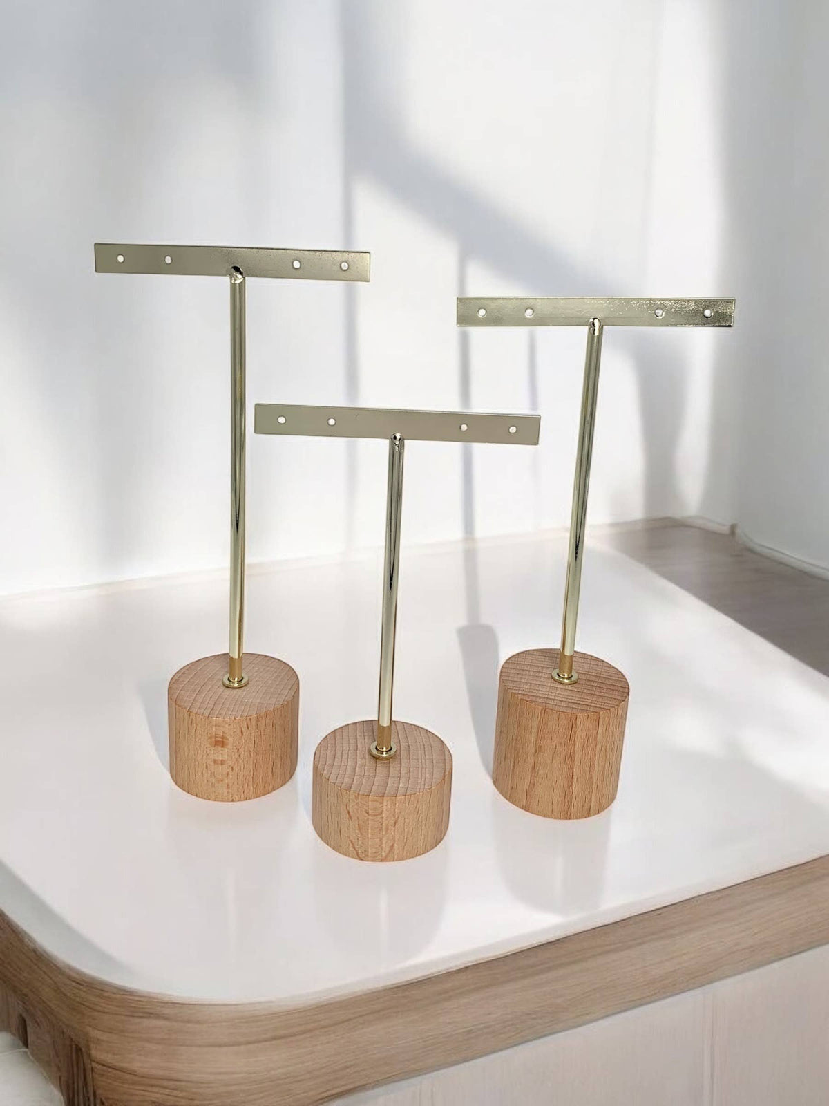 Set of 3 T-shaped displays (7,5x4x13/15/16cm) RY16: Gold