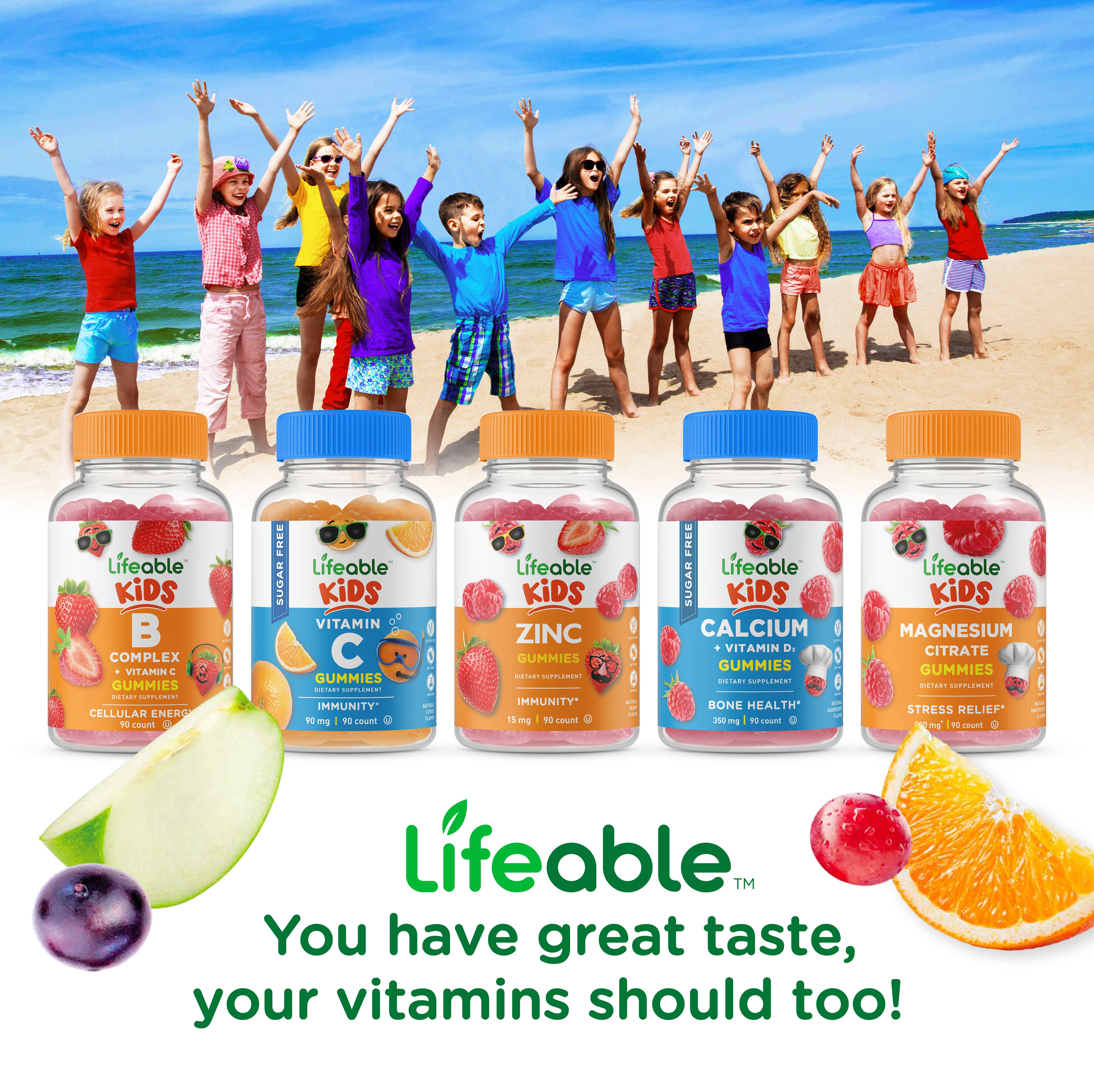 Lifeable Sugar Free Vitamin D for Kids 1,000 IU Gummies: Berry Flavor / 60 Gummies