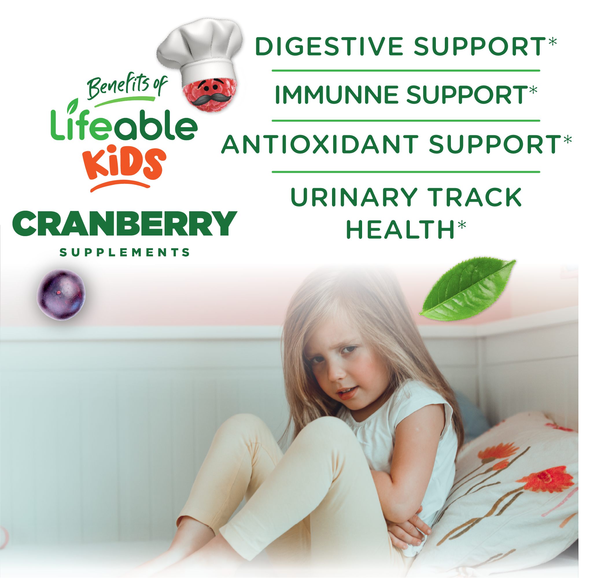 Lifeable Kids Cranberry Gummies for Bladder Health, 60 ct