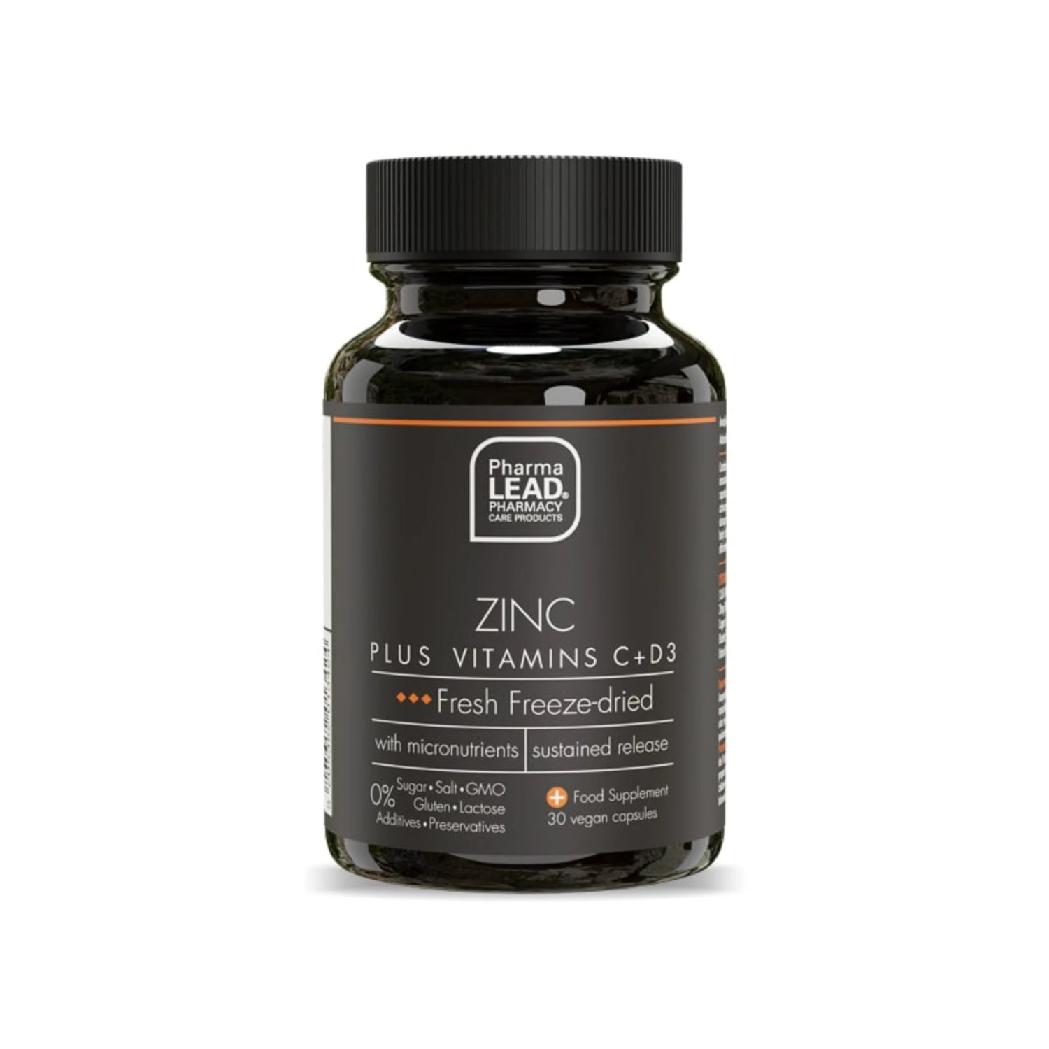 Zinc Plus Vitamins C+D3 - Immune support supplement with zinc, vitamins C and D3, copper, blueberry, and orange.