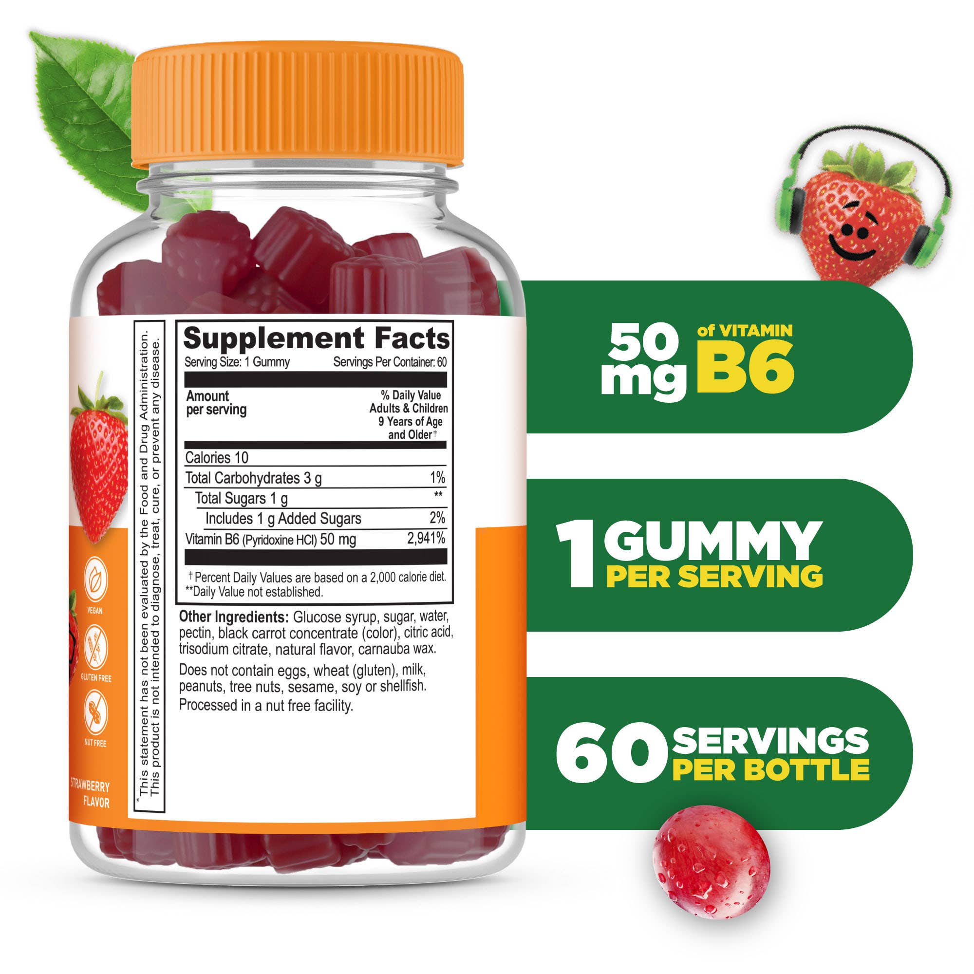 Lifeable - Vitamin B6 Gummies For Kids, 50mg, 60ct