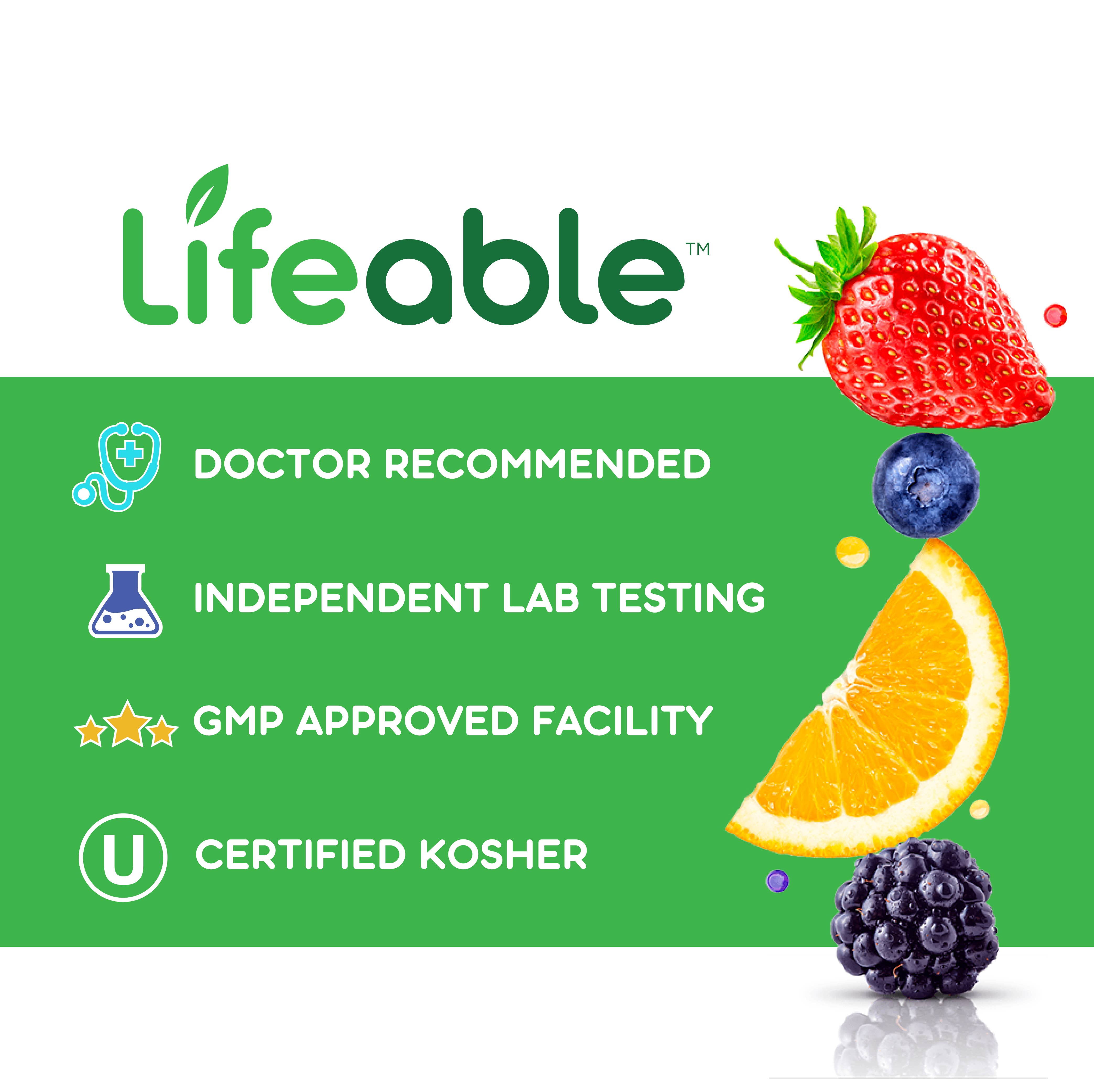 Lifeable Iron 20 mg + Vitamin C Gummies, Healthy Iron Levels: Grape Flavor / 60 Gummies