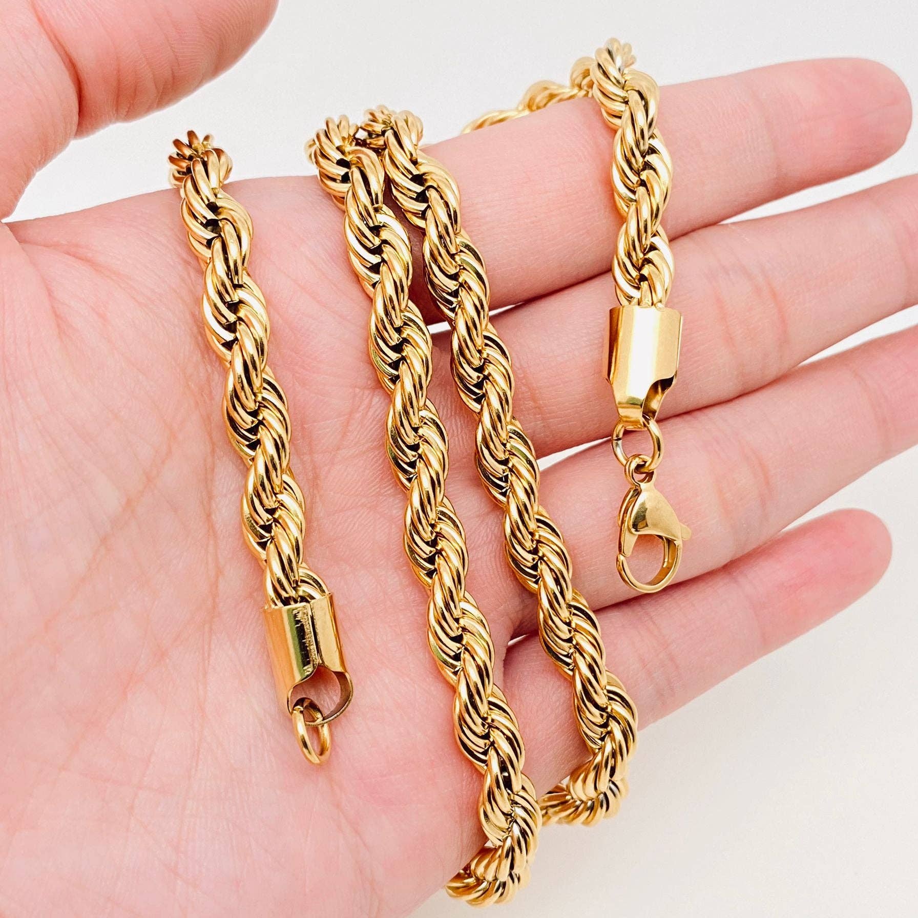 Twists Shape 18K Gold-plated Stainless Steel Chain - MJ/FGS: 8mm*500mm