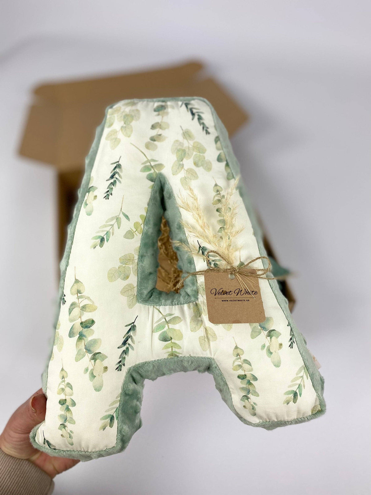 Personalized Letter A Pillow – Botanical Nursery Initial Cushion, Custom Monogram Baby Decor: H