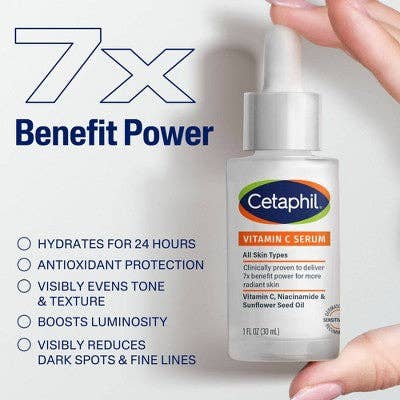 Cetaphil Brightening Vitamin C Face Serum 1fl oz - Imperfect Box